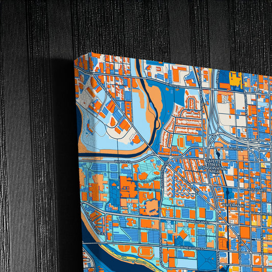Indianapolis Indiana Colorful City Map Canvas Print Detail