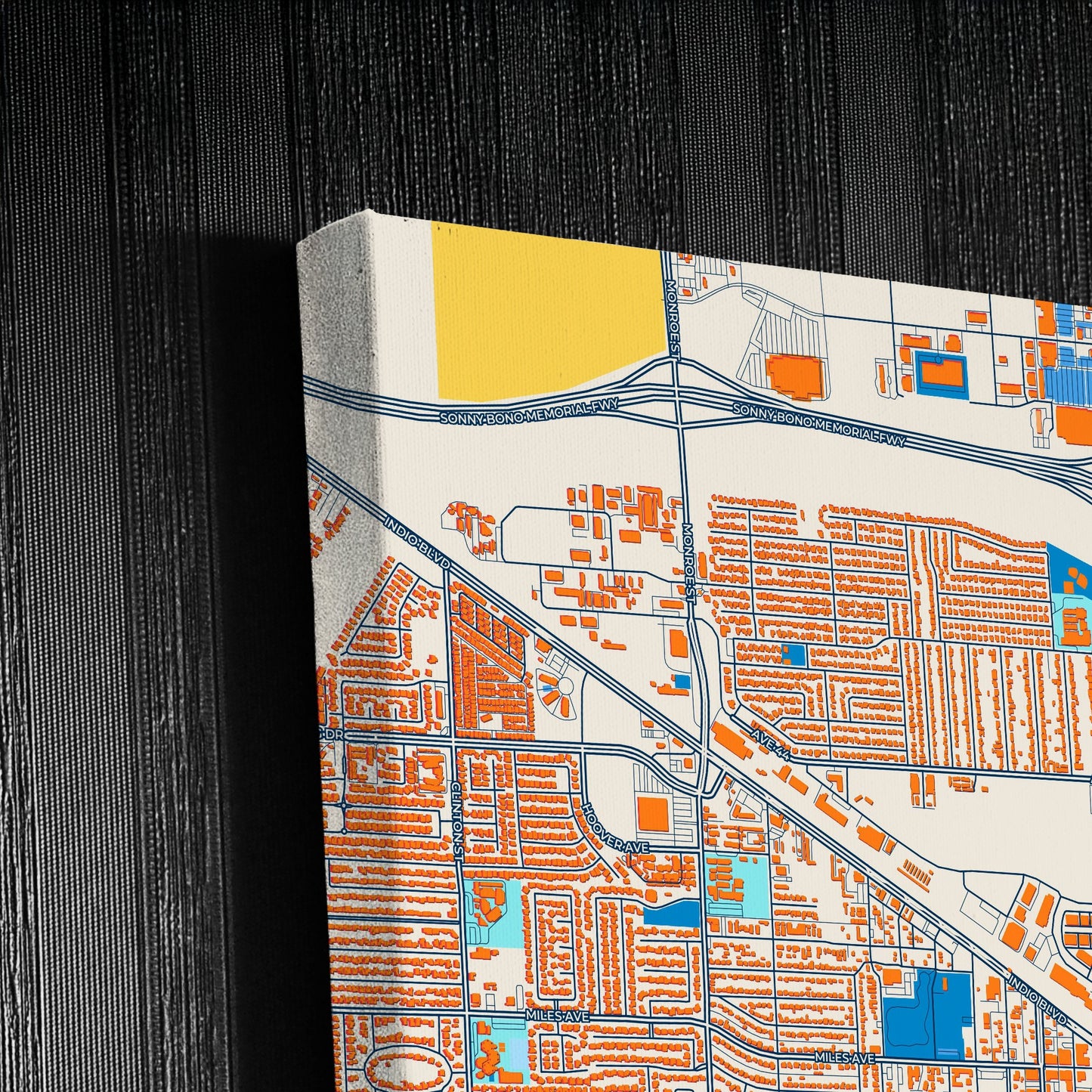 Indio California Colorful City Map Canvas Print Detail