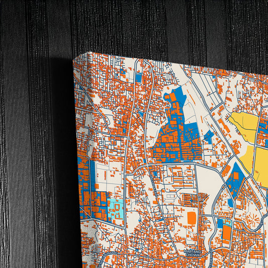 Indore India Colorful City Map Canvas Print Detail
