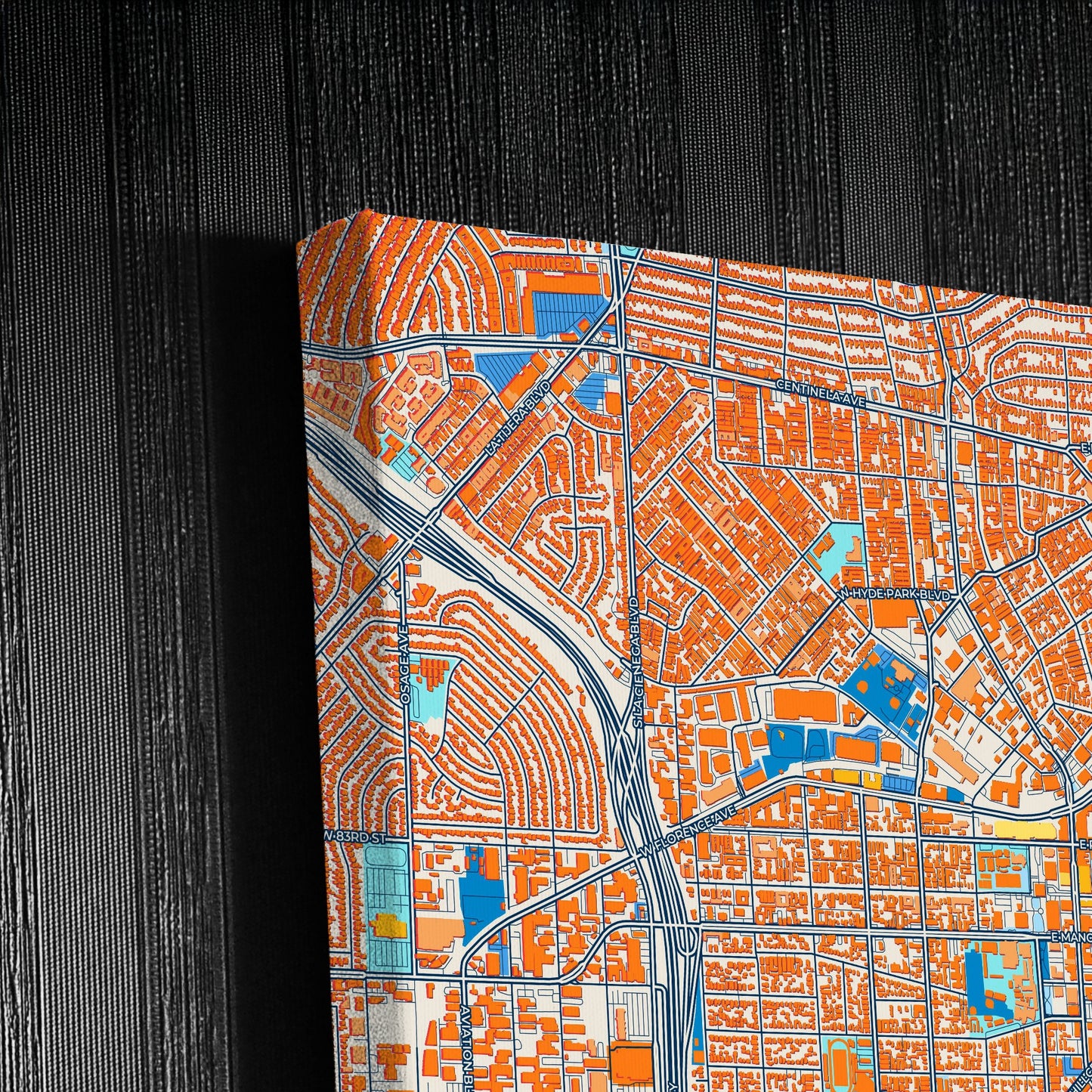 Inglewood California Colorful City Map Canvas Print Detail