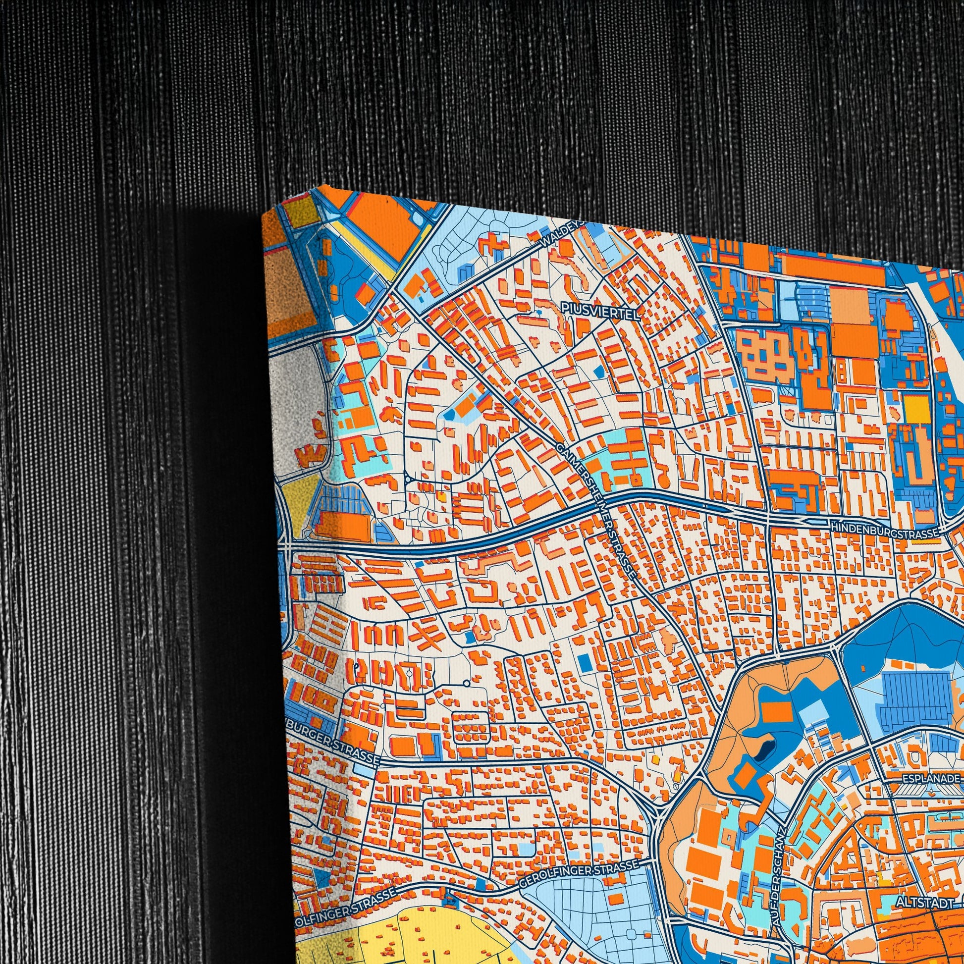 Ingolstadt Germany Colorful City Map Canvas Print Detail