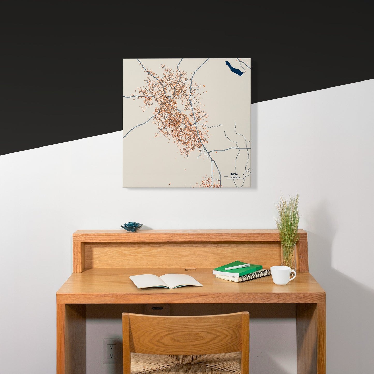 Inisa Nigeria Colorful City Map Canvas Print Scene