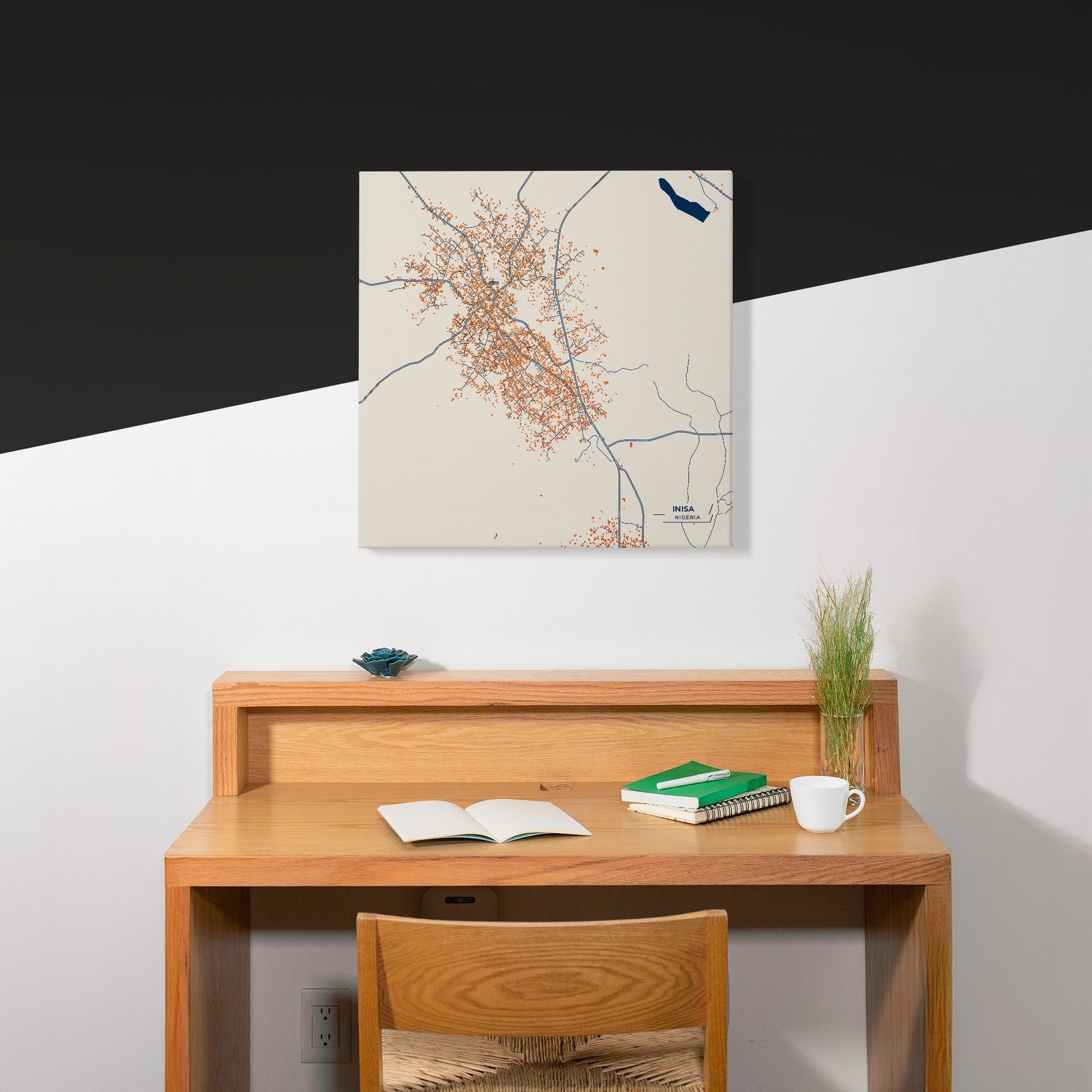 Inisa Nigeria Colorful City Map Canvas Print Scene
