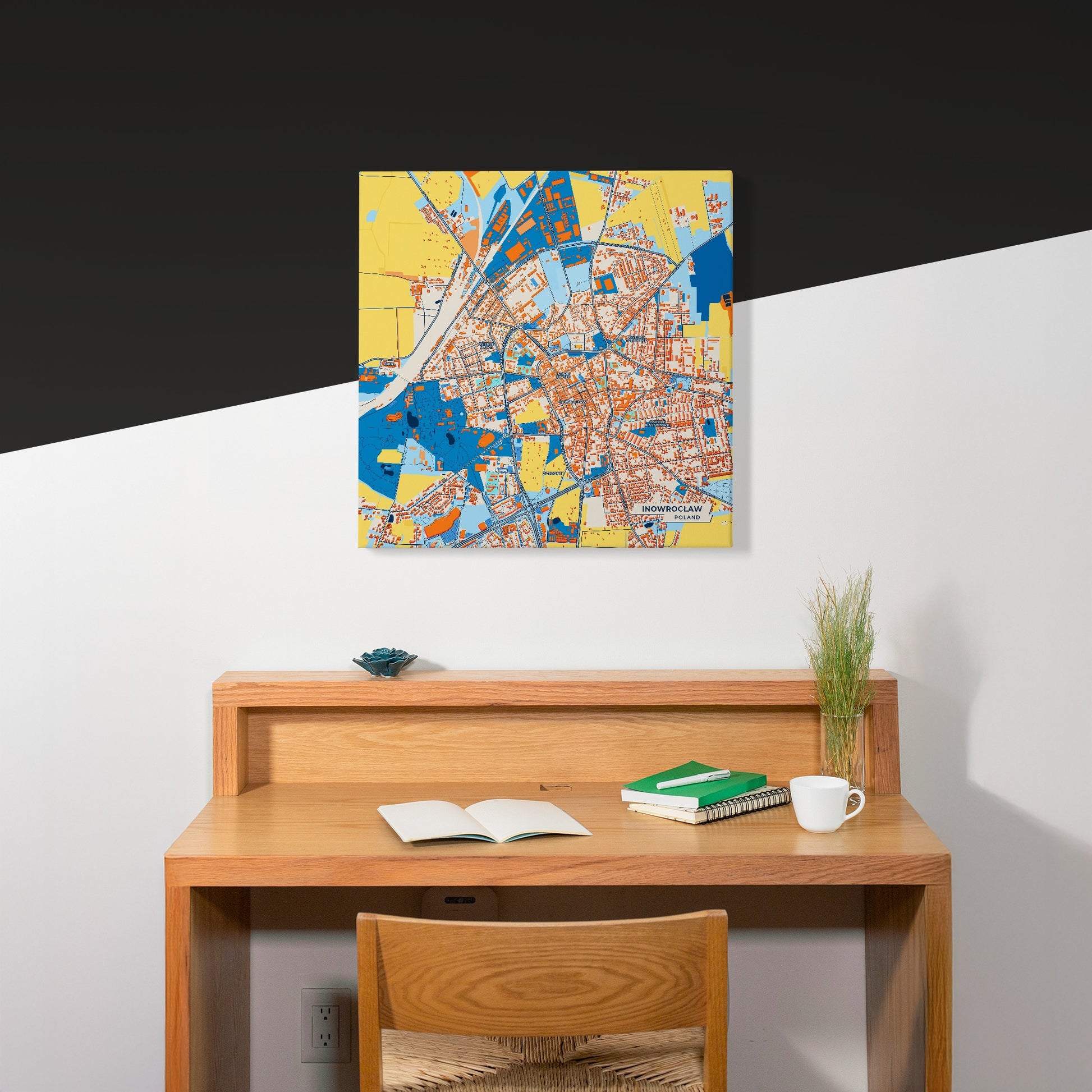 Inowrocław Poland Colorful City Map Canvas Print Scene