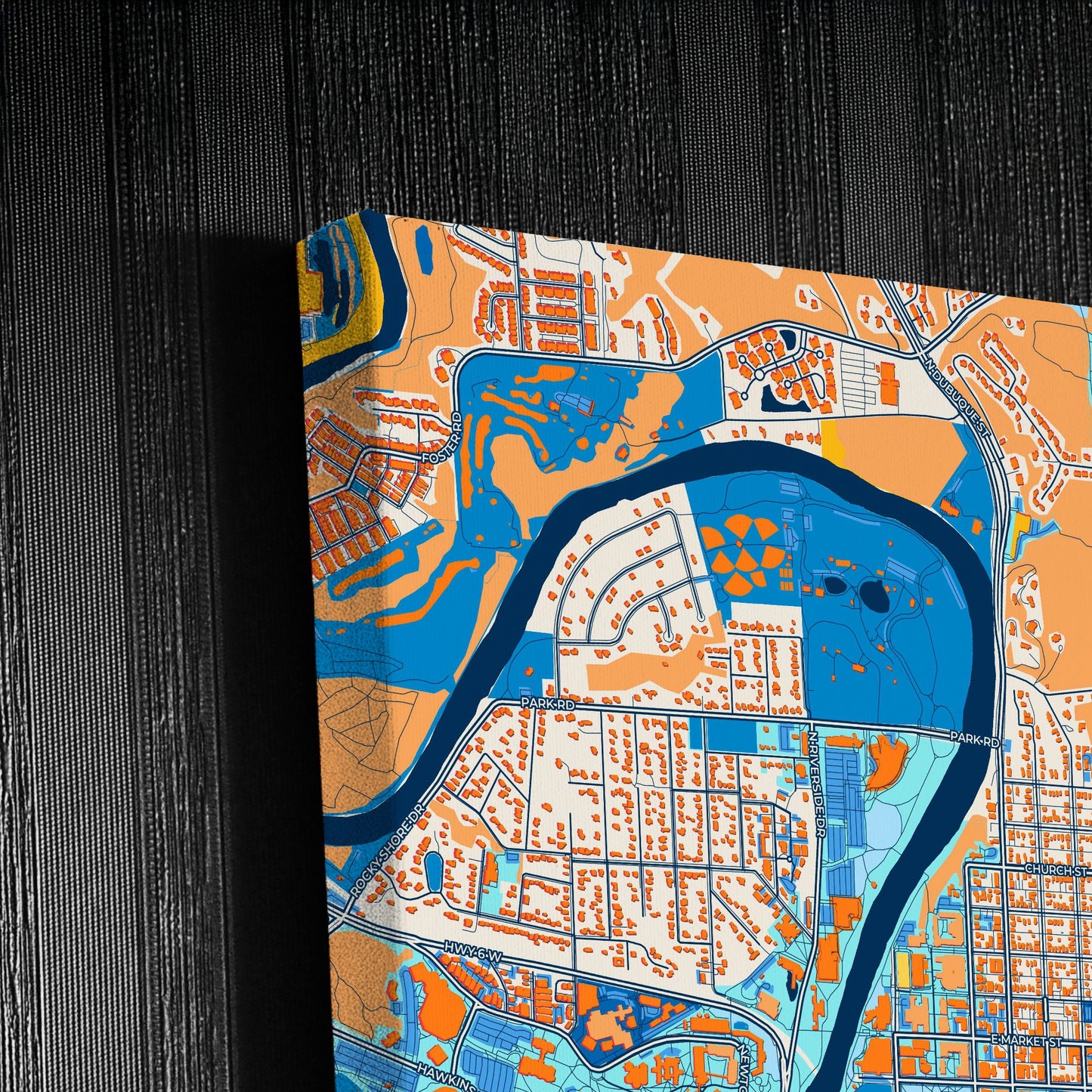 Iowa City Iowa Colorful City Map Canvas Print Detail