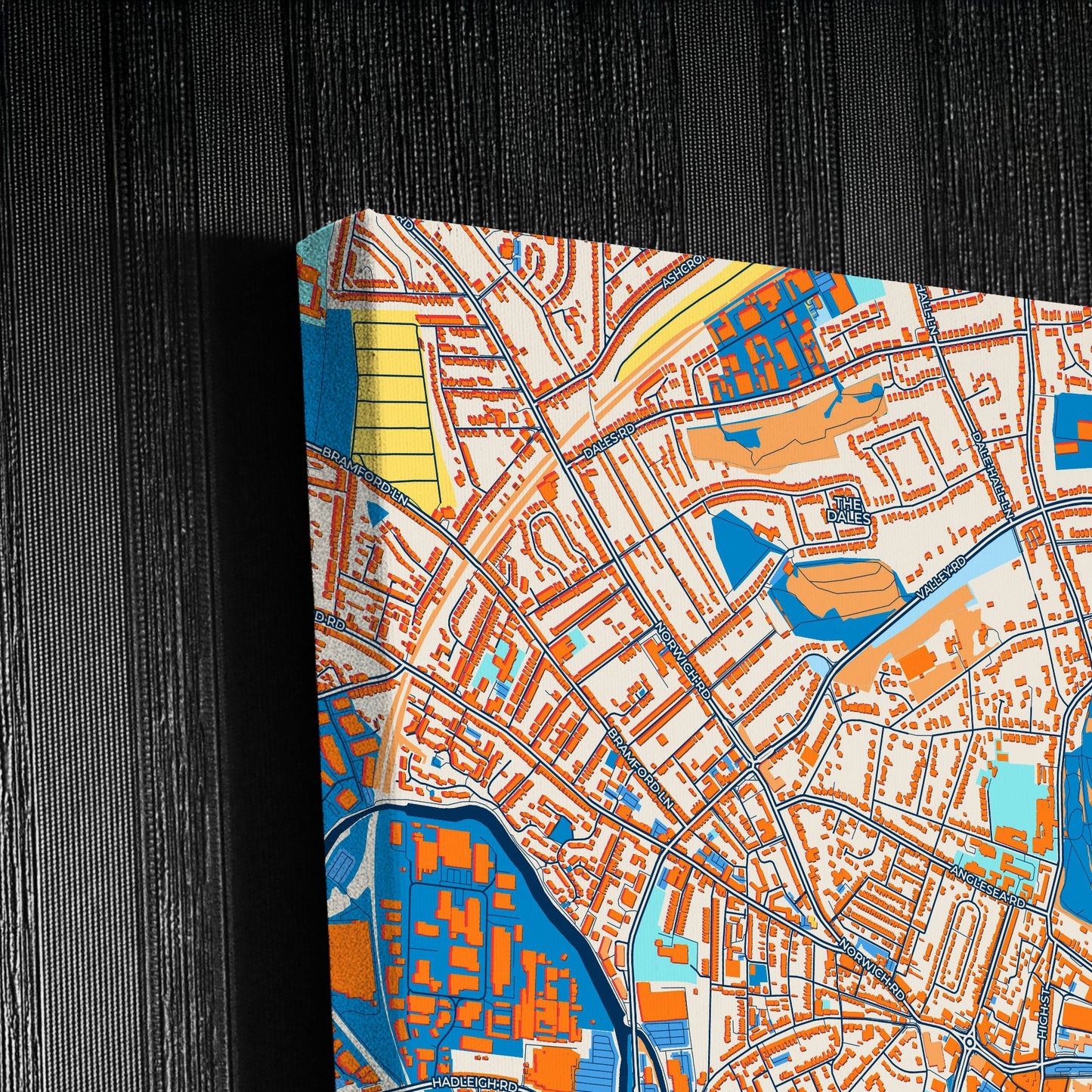 Ipswich England Colorful City Map Canvas Print Detail