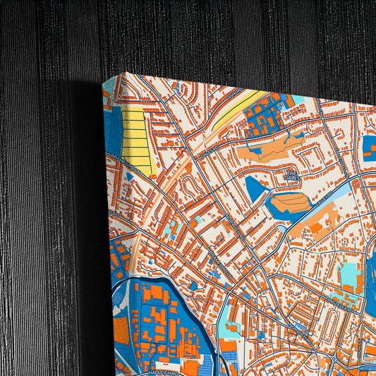 Ipswich England Colorful City Map Canvas Print Detail