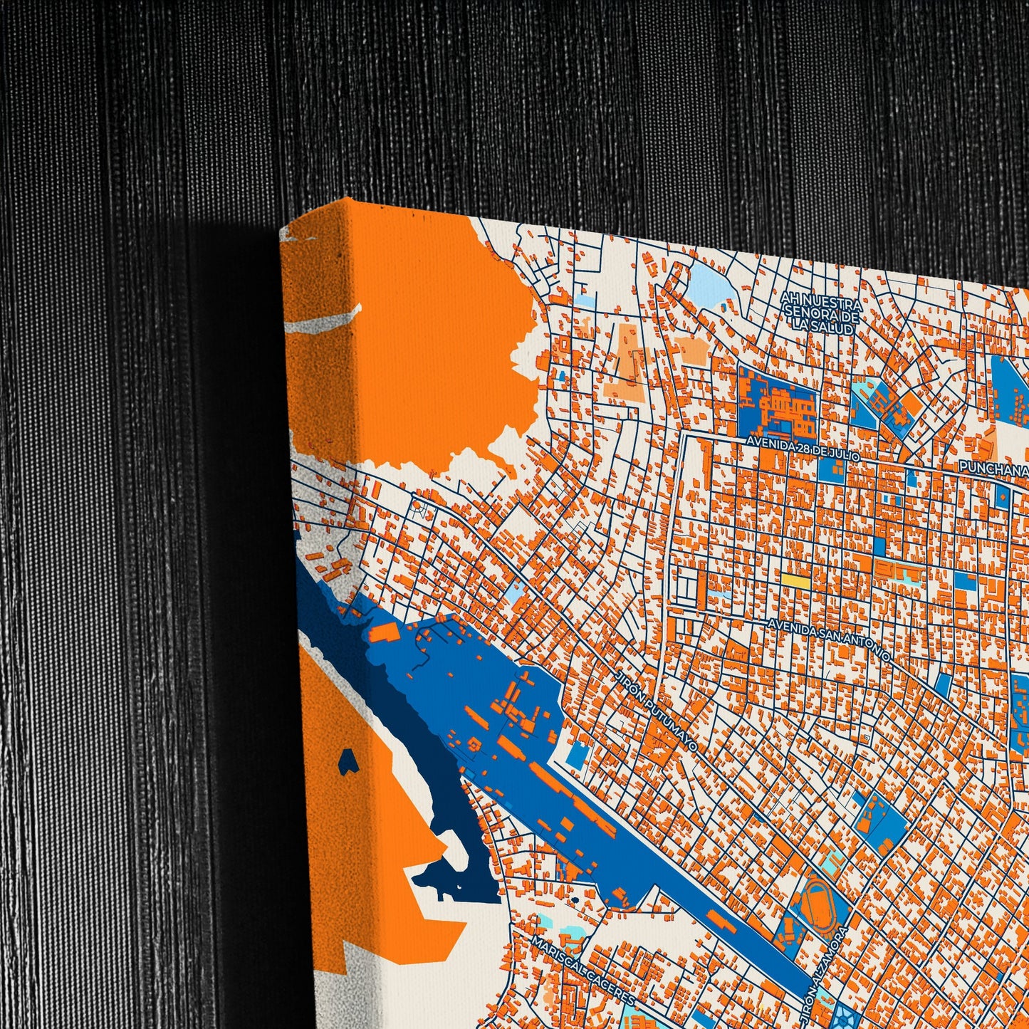 Iquitos Peru Colorful City Map Canvas Print Detail