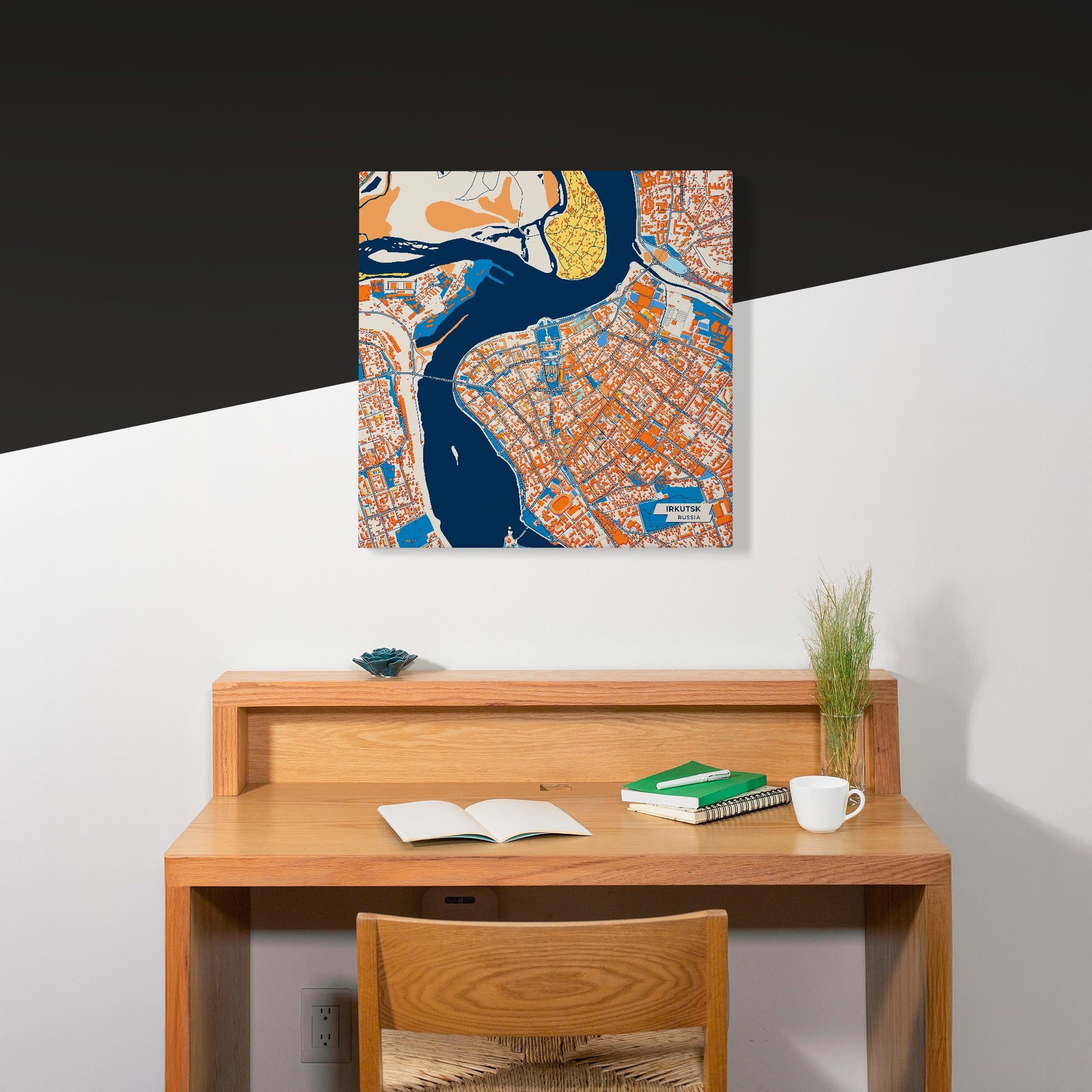Иркутск Russia Colorful City Map Canvas Print Scene