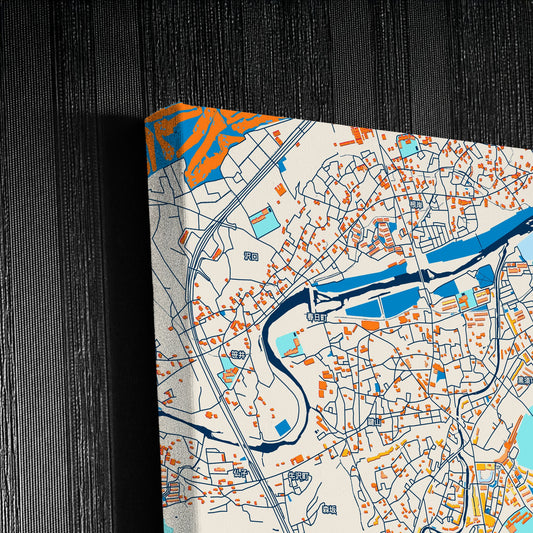 Iruma Japan Colorful City Map Canvas Print Detail