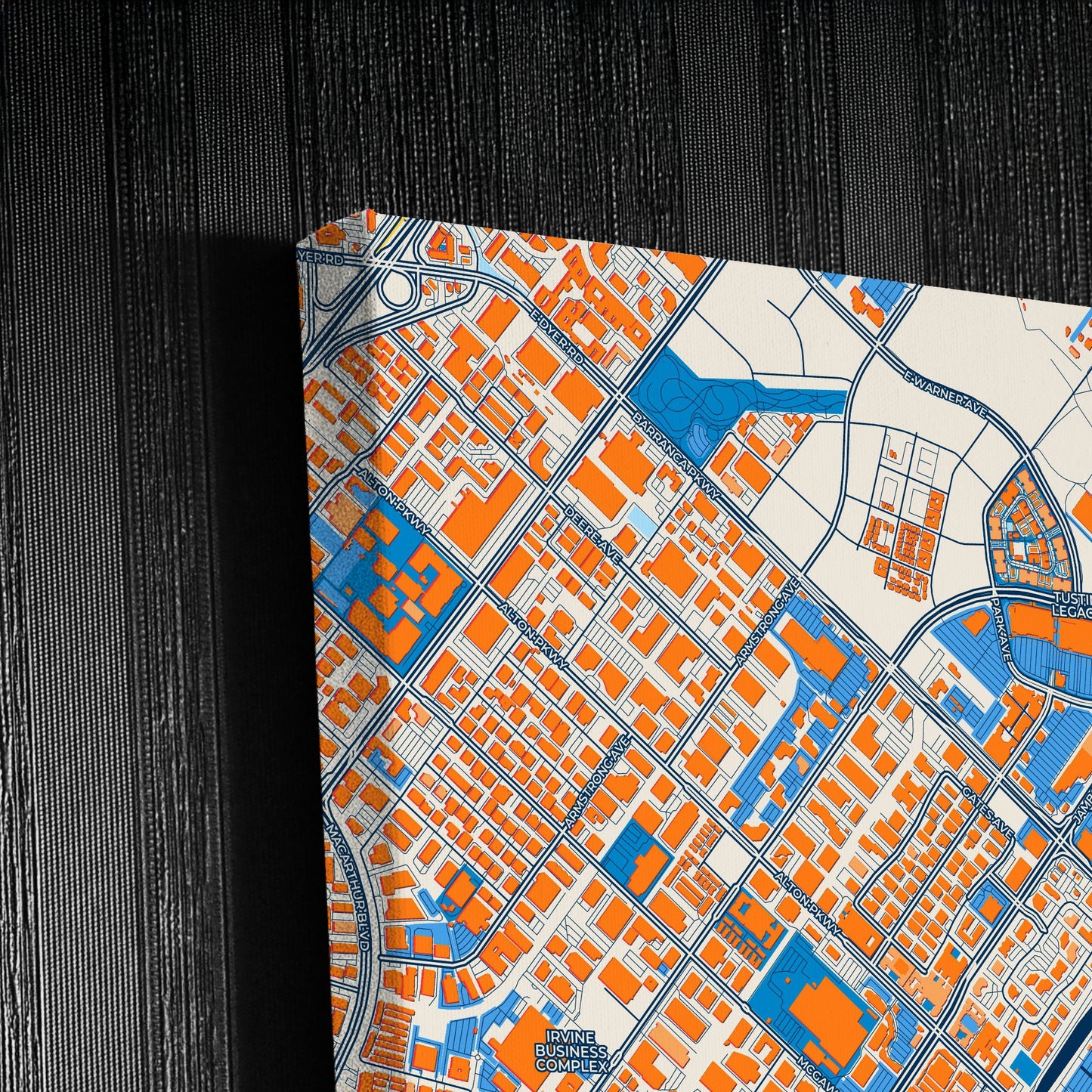 Irvine California Colorful City Map Canvas Print Detail