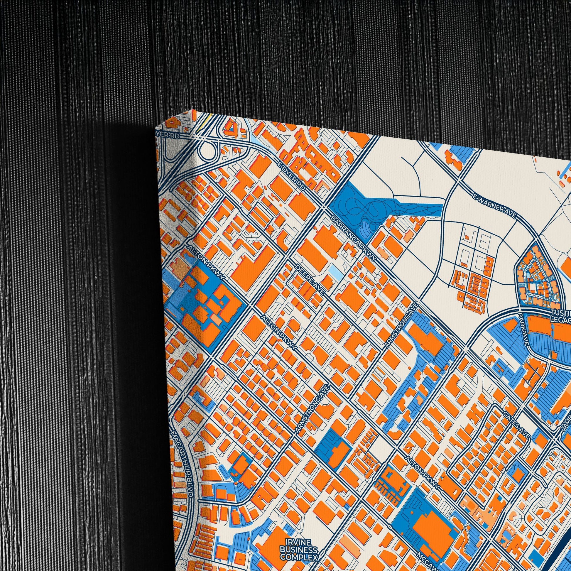 Irvine California Colorful City Map Canvas Print Detail