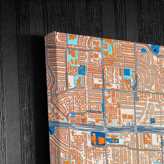 Irving Texas Colorful City Map Canvas Print Detail