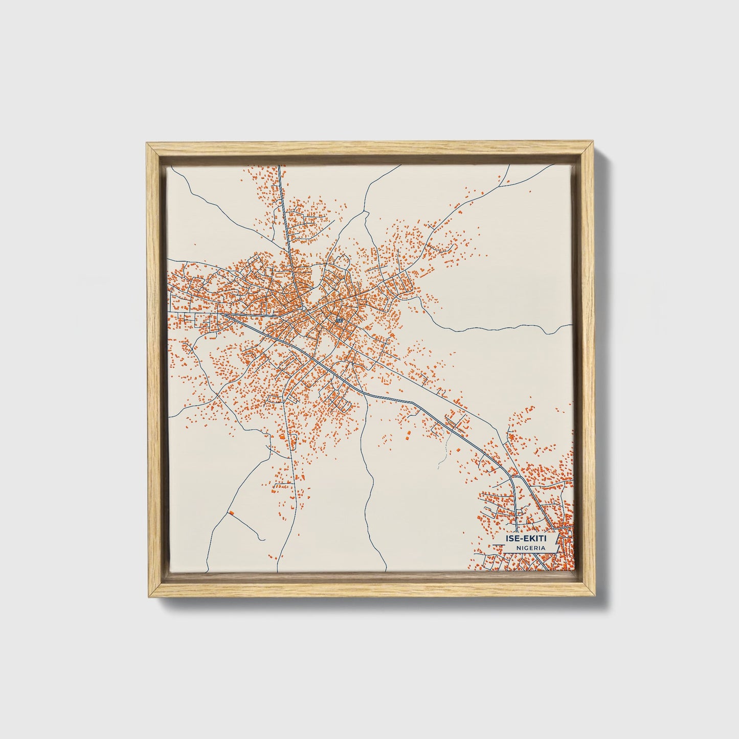 Ise-Ekiti Nigeria Colorful City Map Canvas Print • Natural Wooden Framed