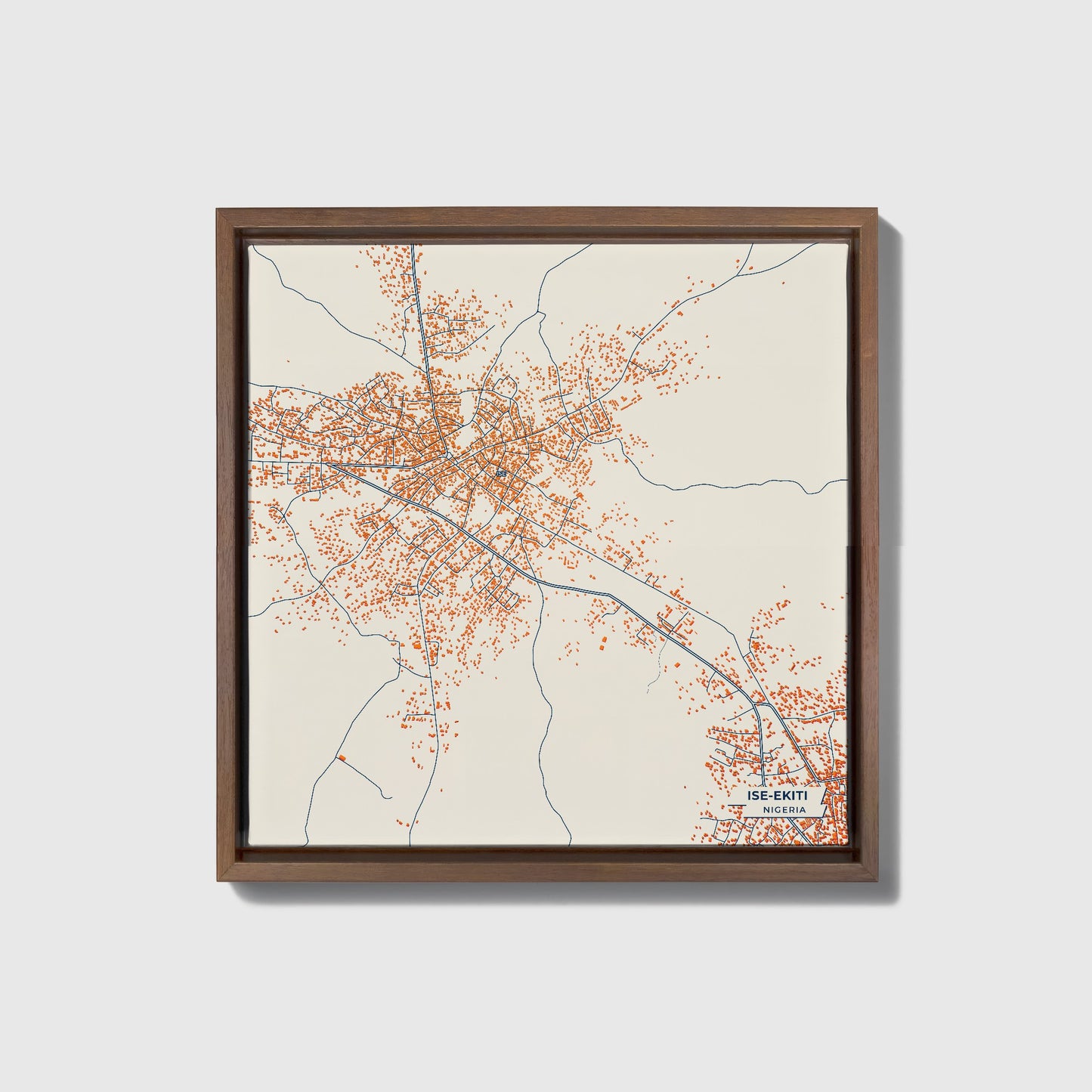 Ise-Ekiti Nigeria Colorful City Map Canvas Print • Dark Wooden Framed