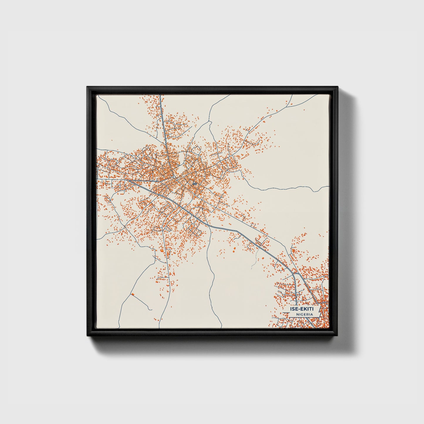 Ise-Ekiti Nigeria Colorful City Map Canvas Print • Black Framed