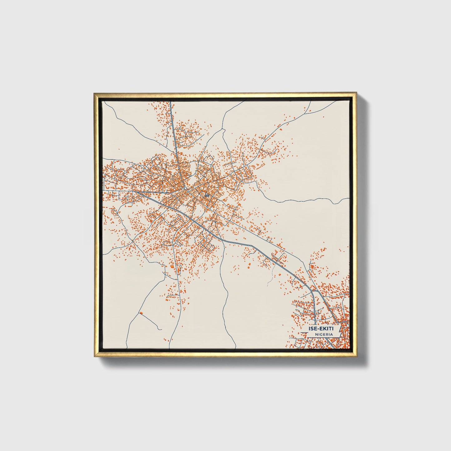 Ise-Ekiti Nigeria Colorful City Map Canvas Print • Gold Framed