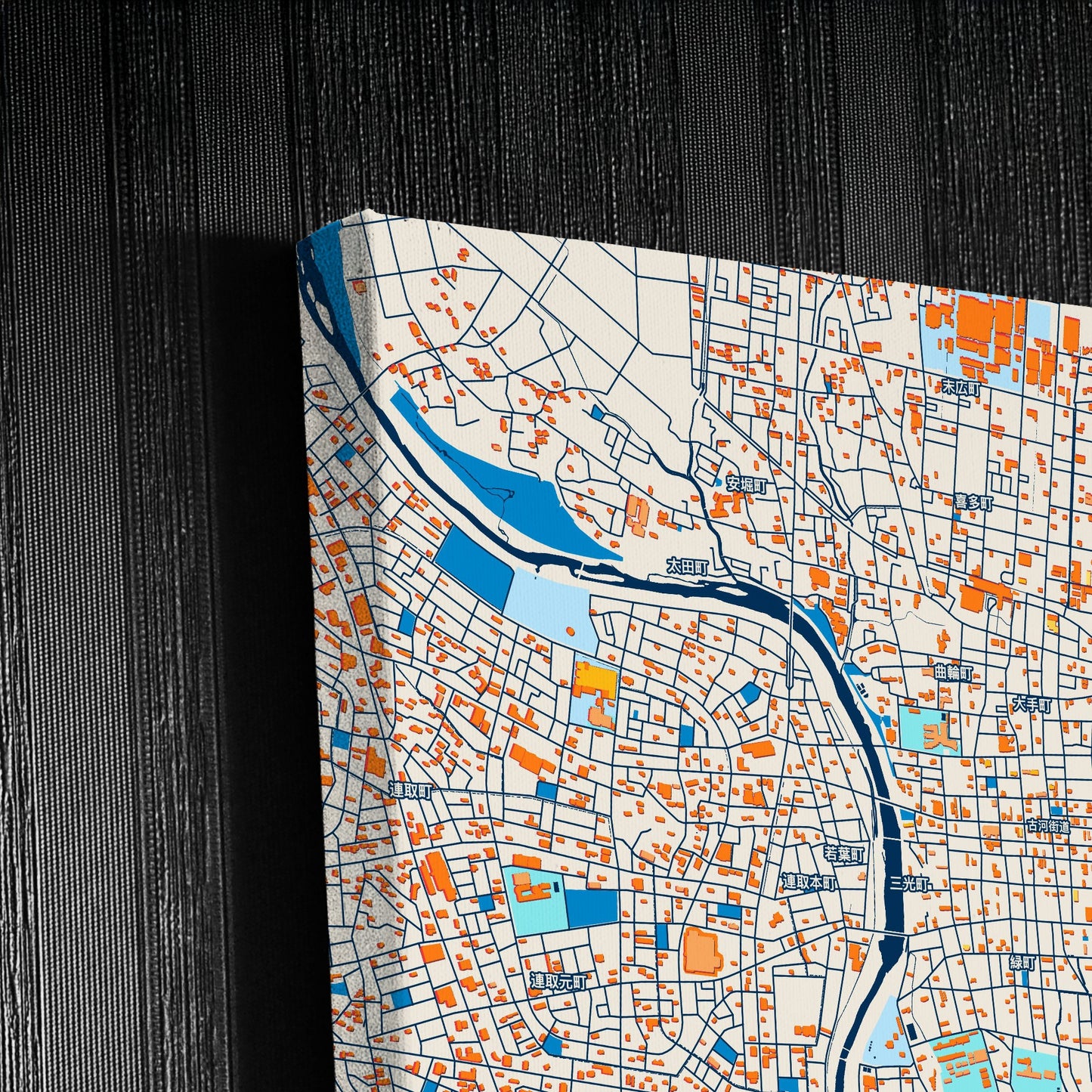 Isesaki Japan Colorful City Map Canvas Print Detail