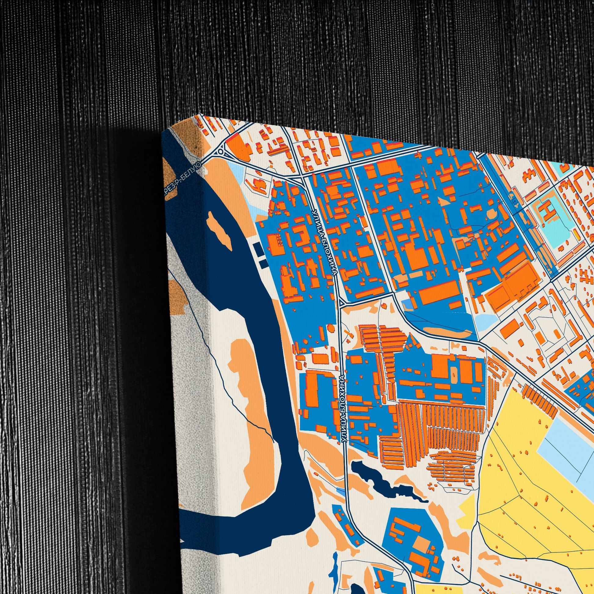 Ишимбай Russia Colorful City Map Canvas Print Detail