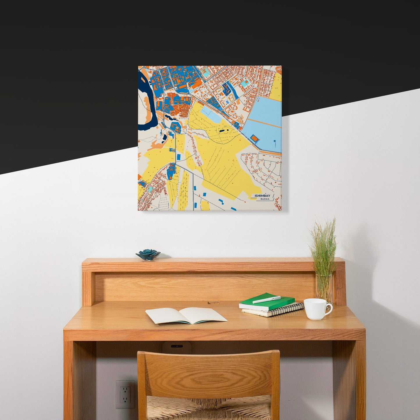 Ишимбай Russia Colorful City Map Canvas Print Scene