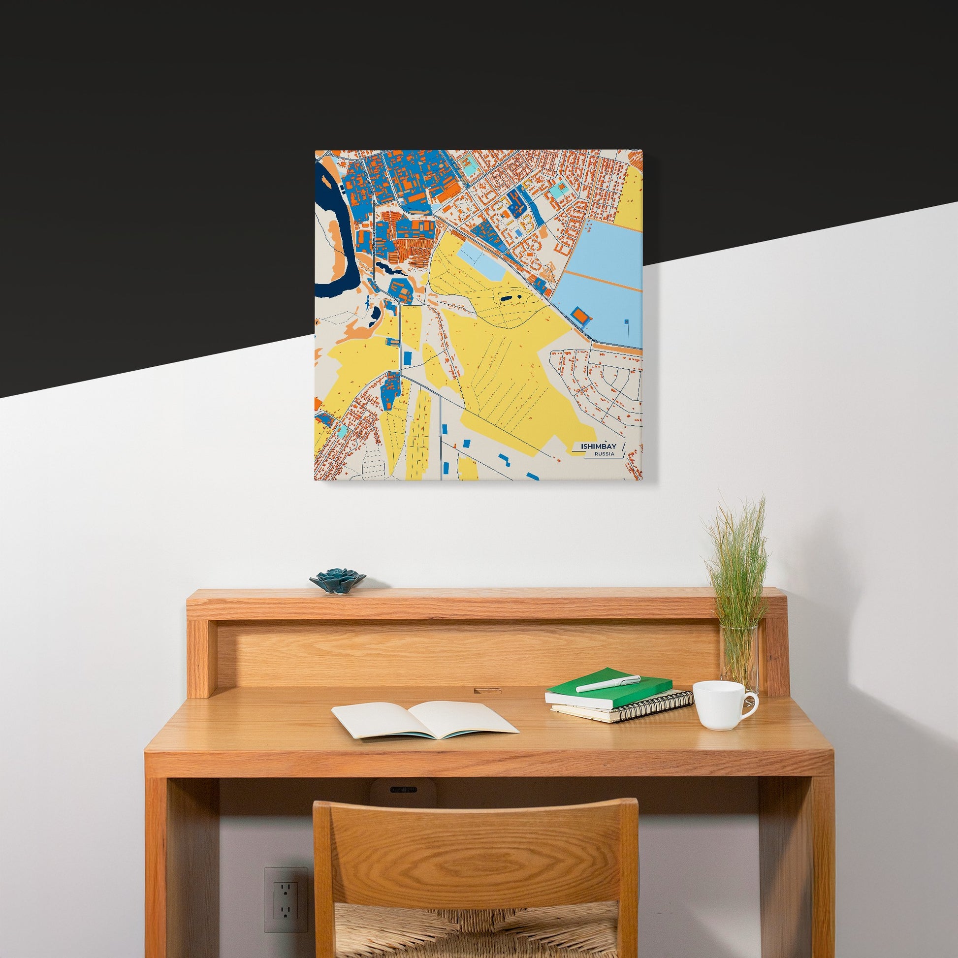 Ишимбай Russia Colorful City Map Canvas Print Scene