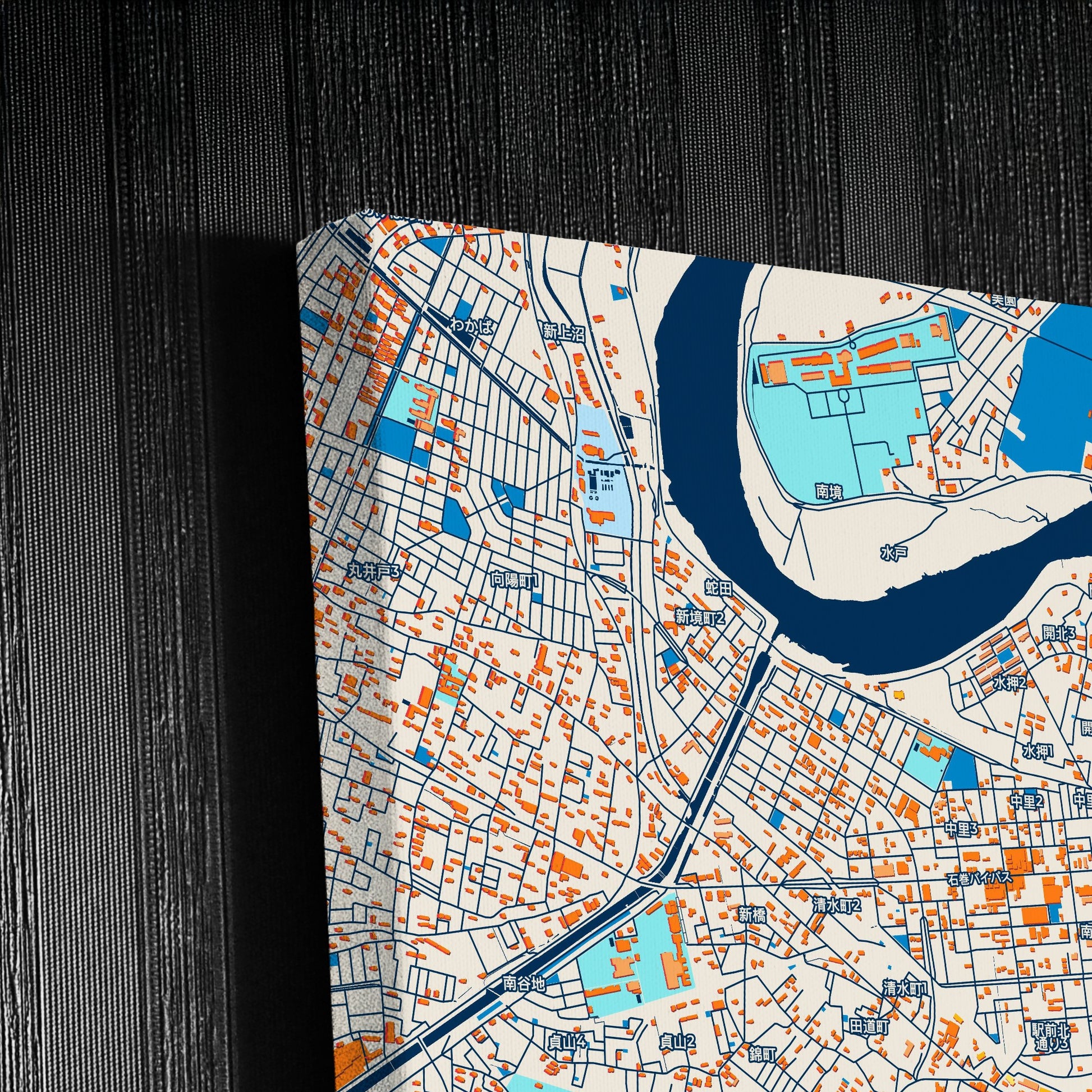 Ishinomaki Japan Colorful City Map Canvas Print Detail