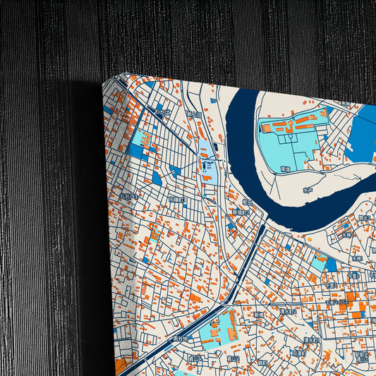 Ishinomaki Japan Colorful City Map Canvas Print Detail