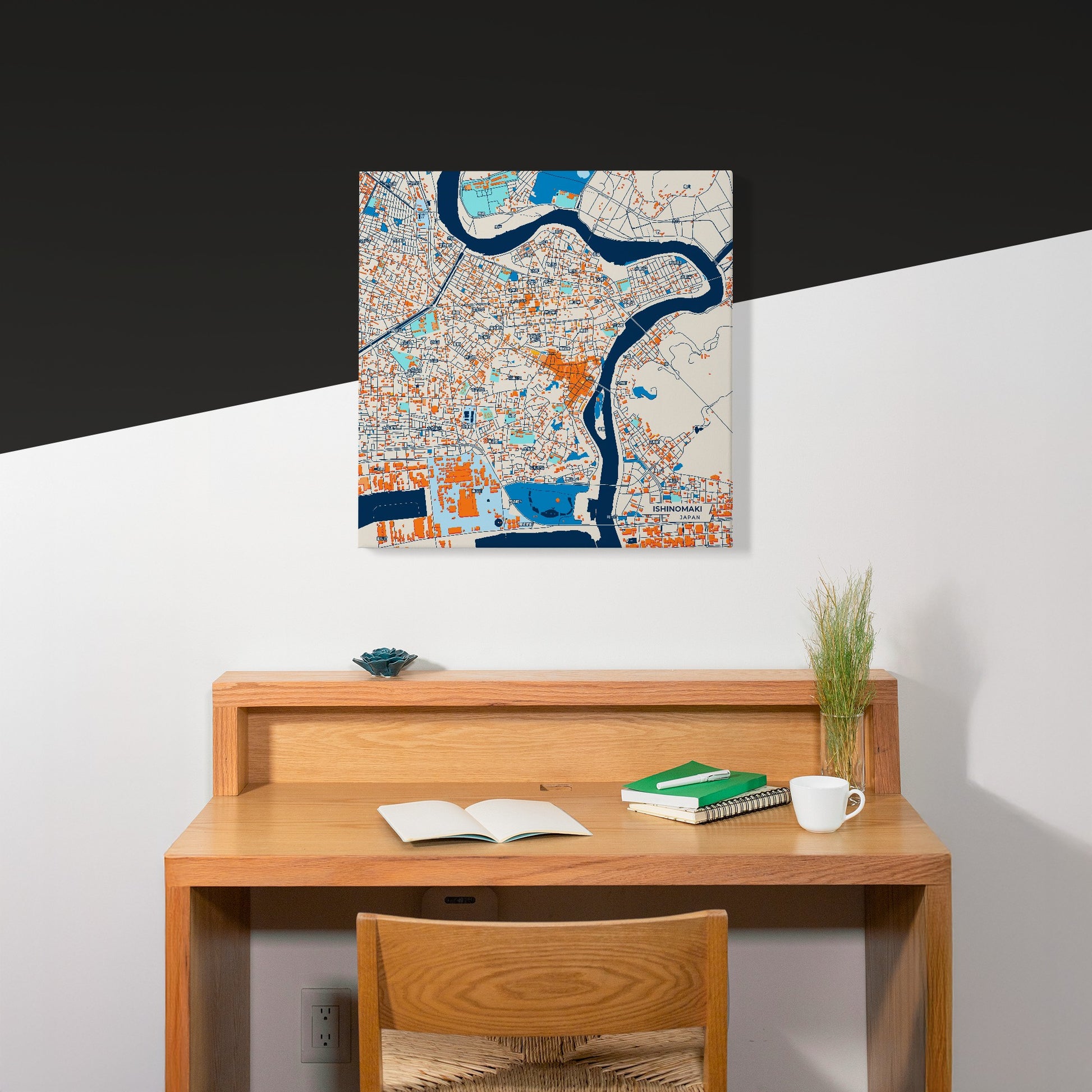 Ishinomaki Japan Colorful City Map Canvas Print Scene