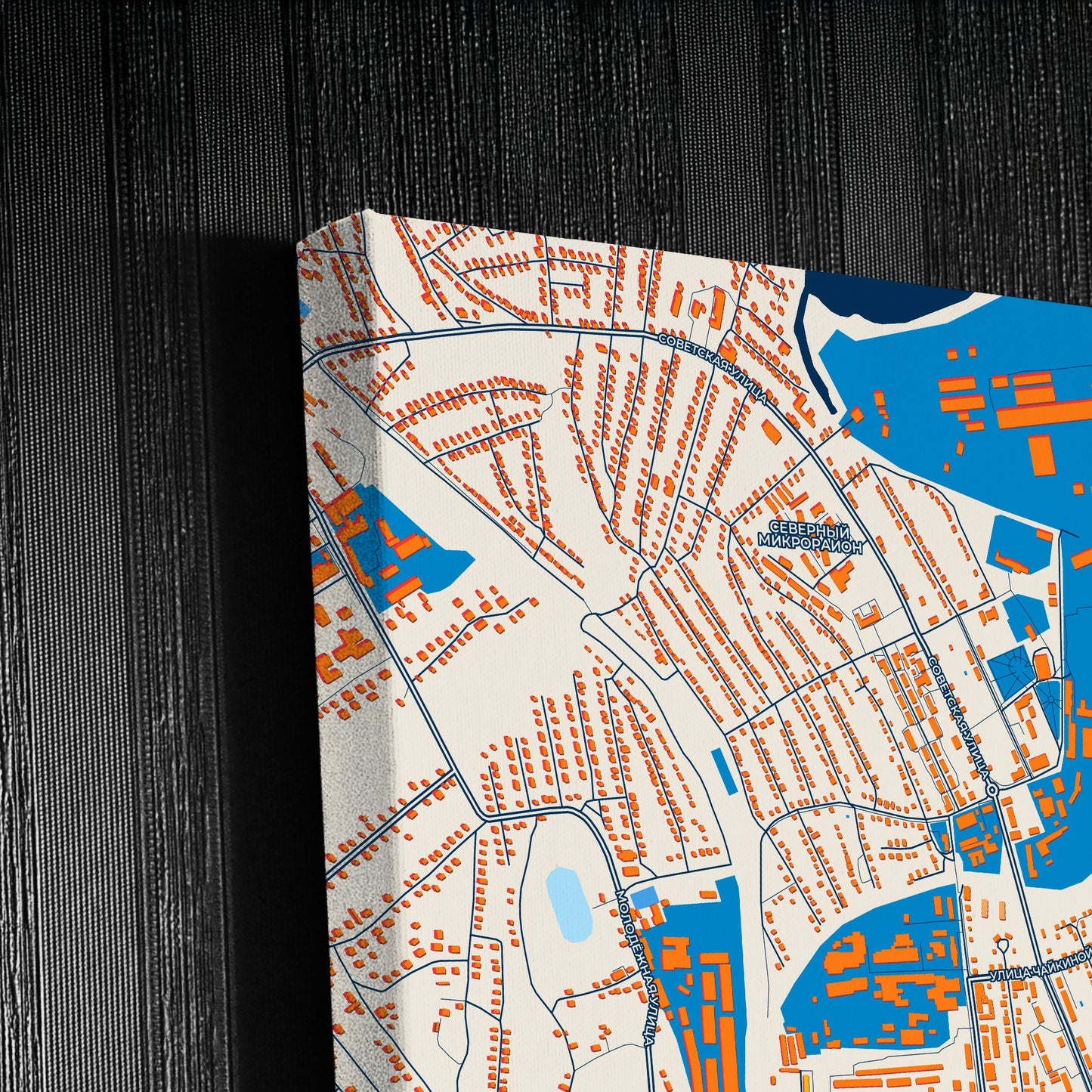 Искитим Russia Colorful City Map Canvas Print Detail