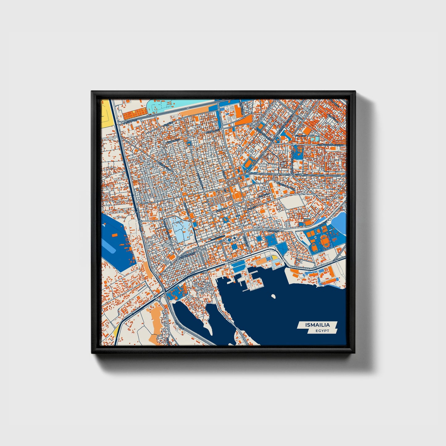 Ismailia Egypt Colorful City Map Canvas Print • Black Framed