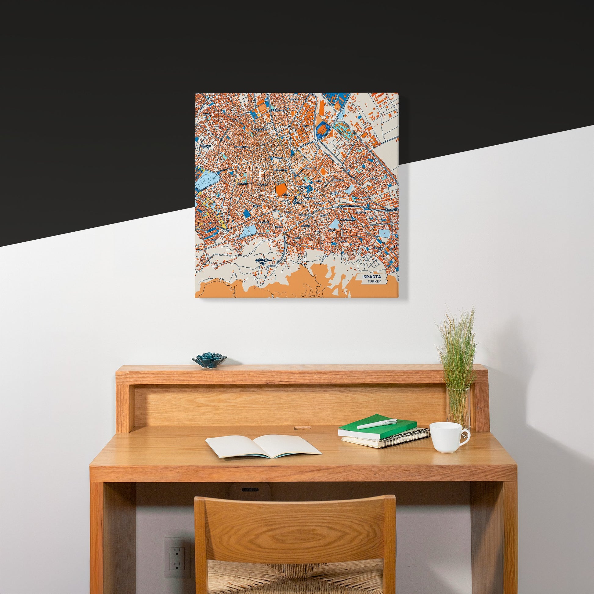 Isparta Turkey Colorful City Map Canvas Print Scene