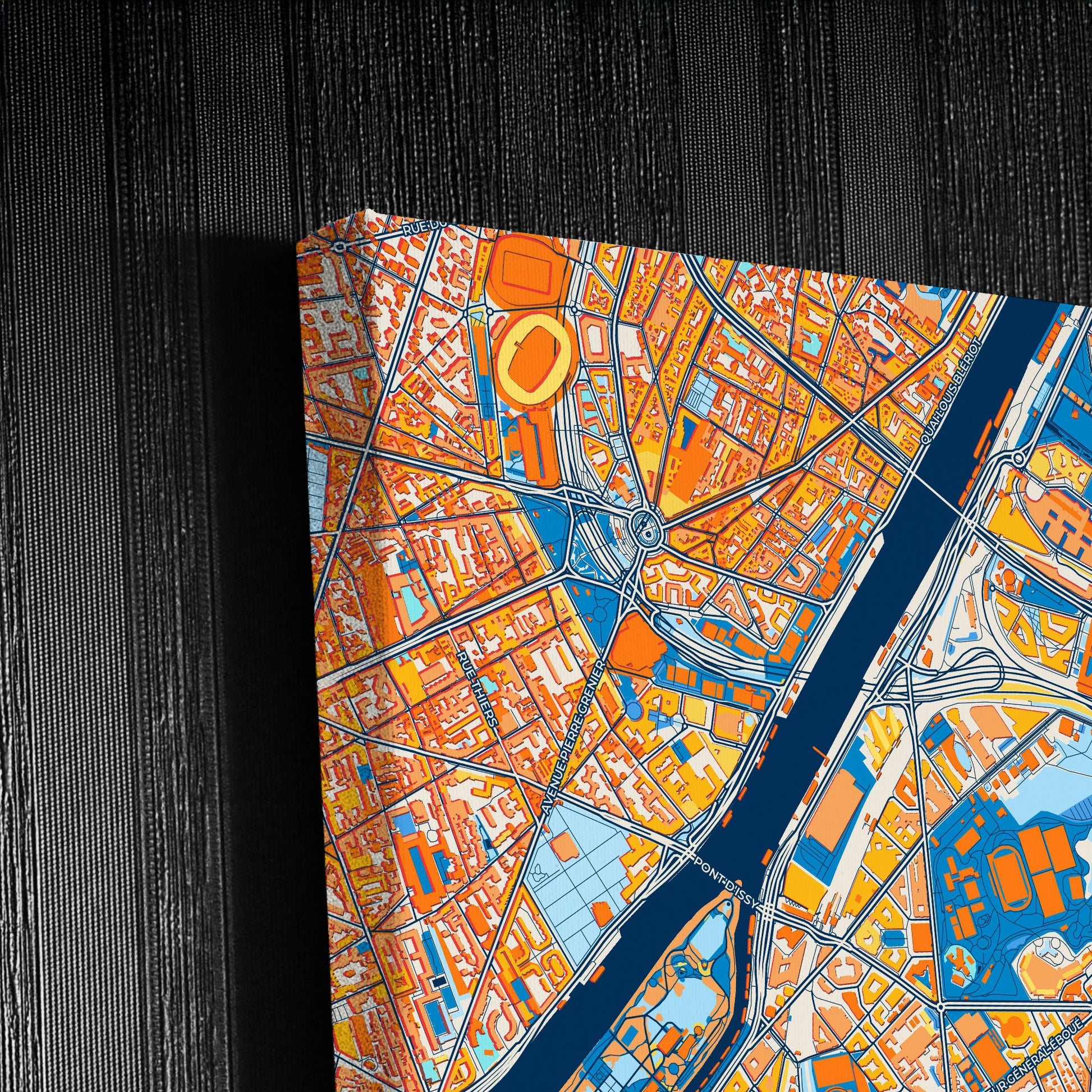 Issy-Les-Moulineaux France Colorful City Map Canvas Print Detail