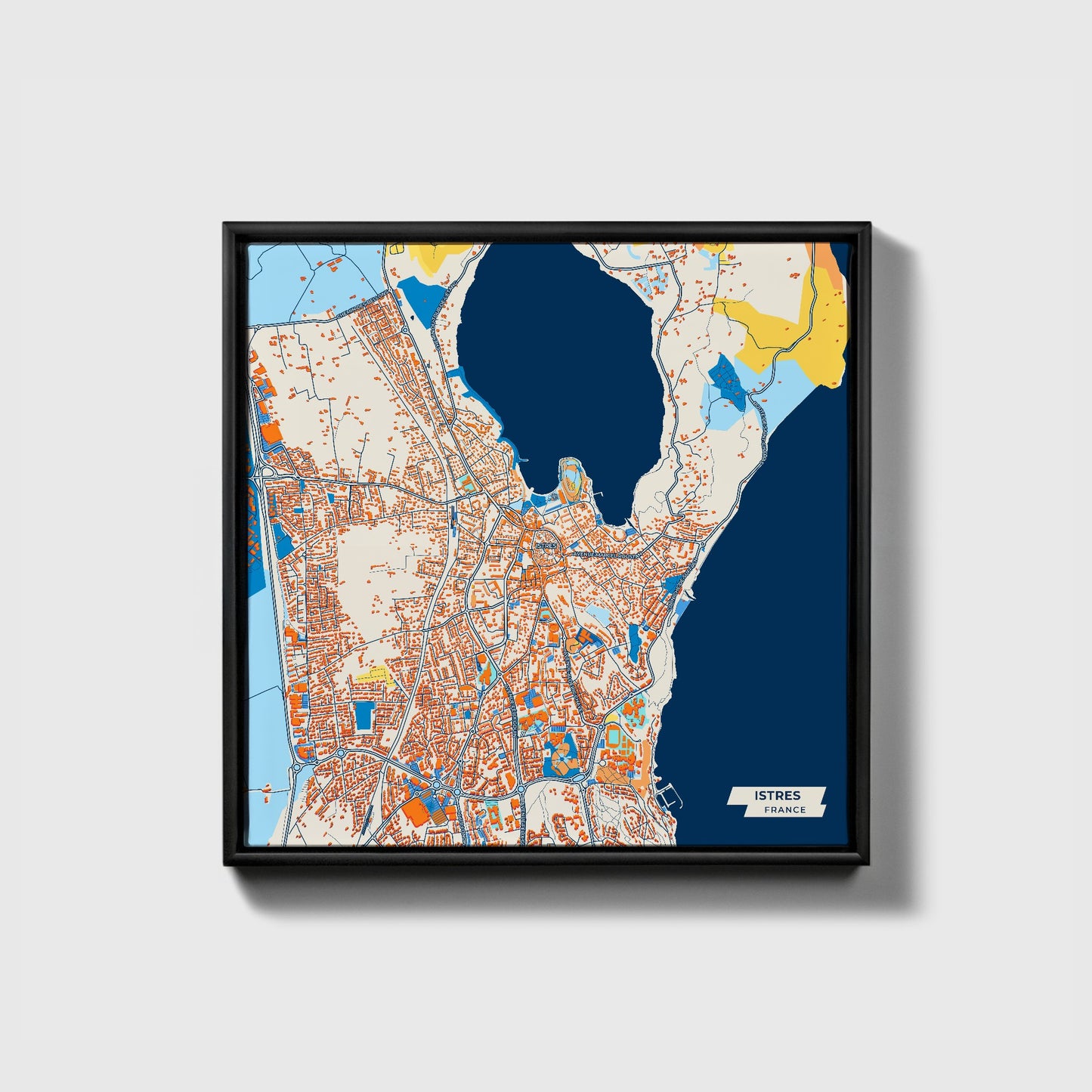 Istres France Colorful City Map Canvas Print • Black Framed