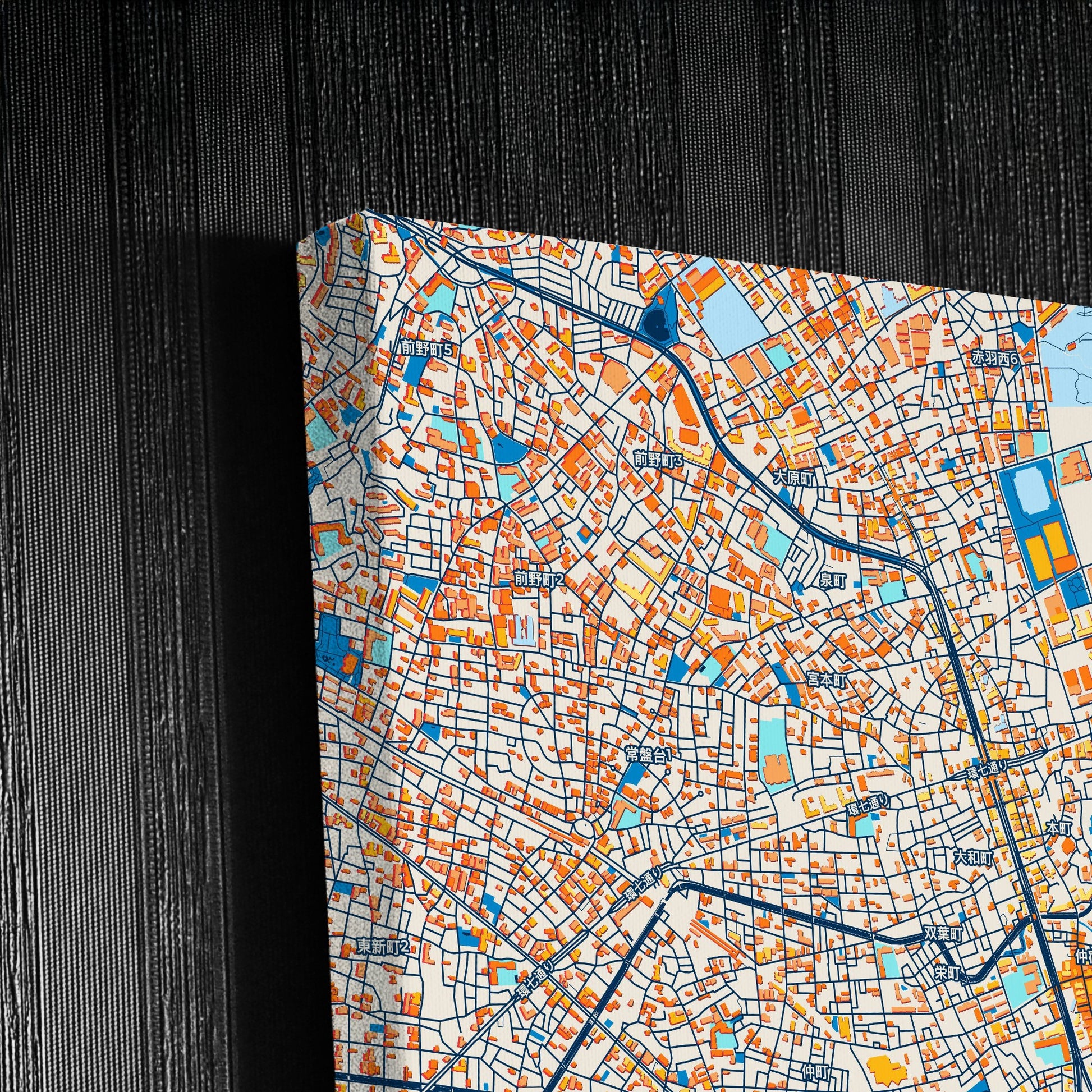 Itabashi Japan Colorful City Map Canvas Print Detail