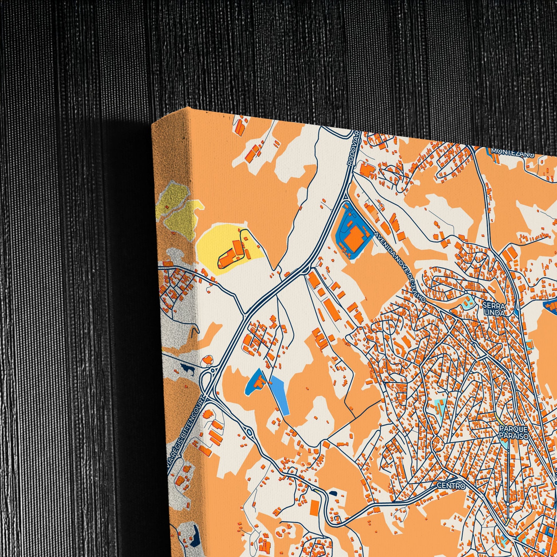 Itapecerica Da Serra Brazil Colorful City Map Canvas Print Detail