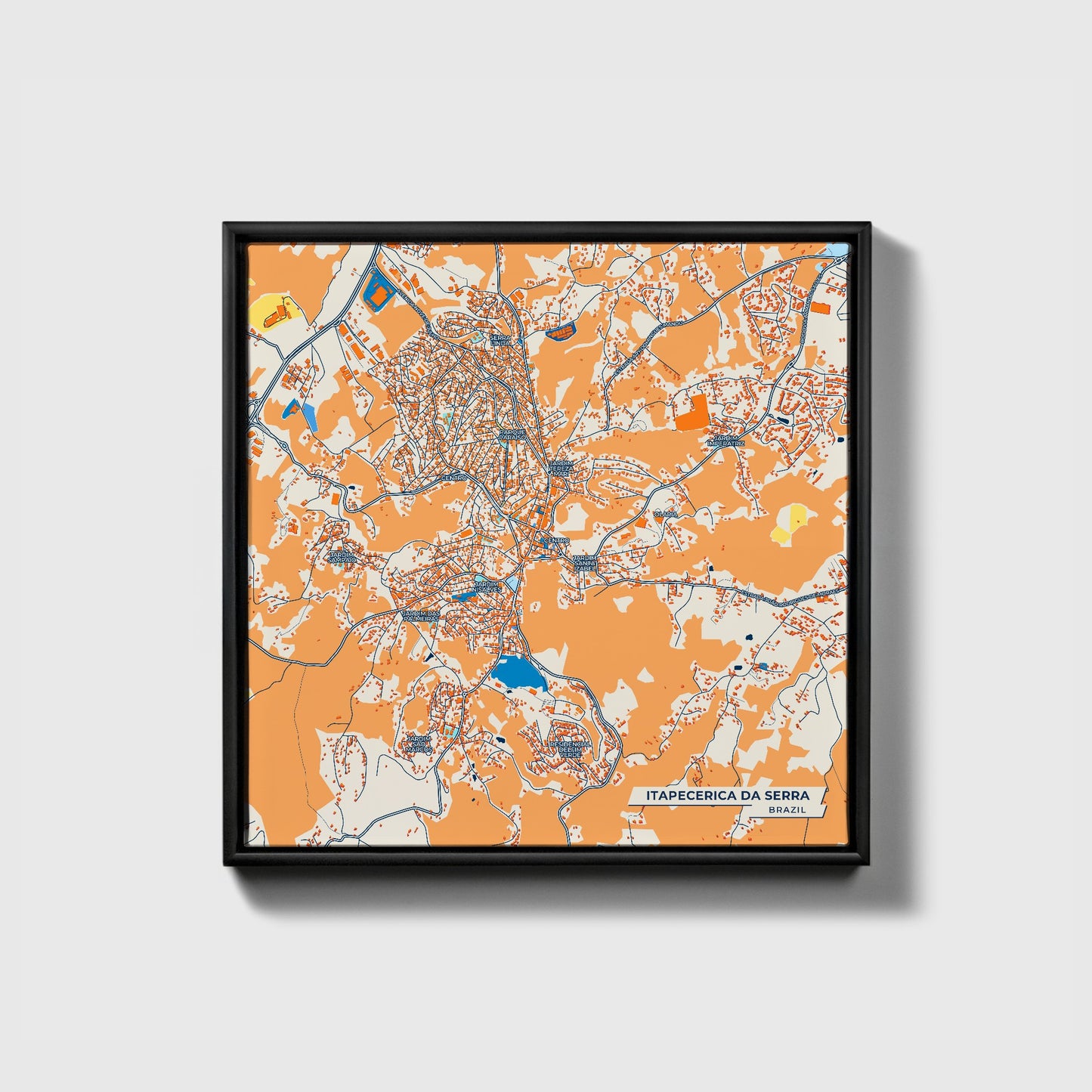 Itapecerica Da Serra Brazil Colorful City Map Canvas Print • Black Framed
