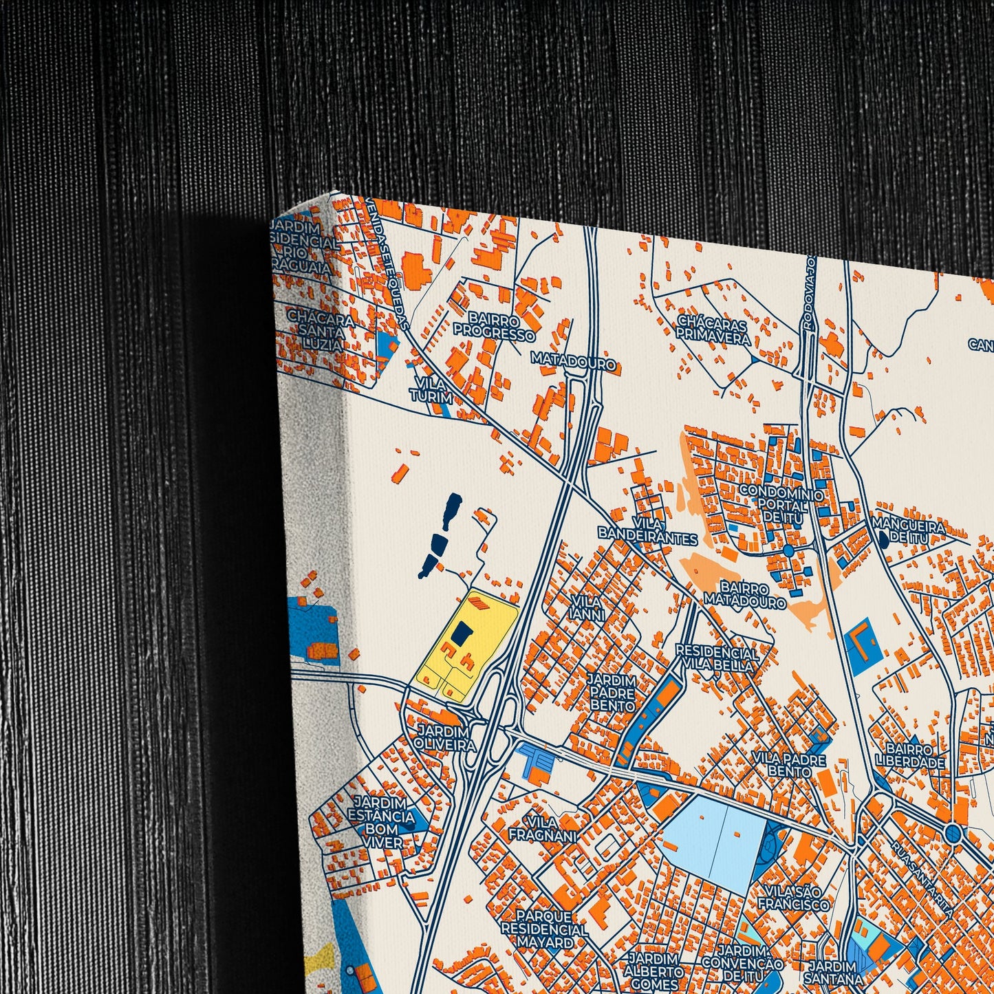 Itu Brazil Colorful City Map Canvas Print Detail