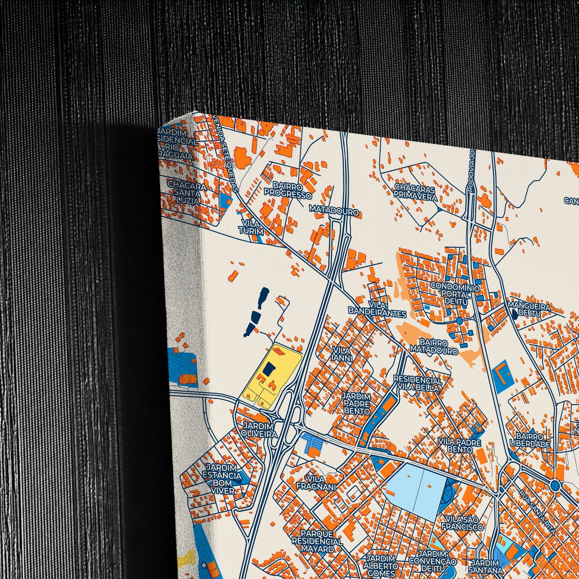 Itu Brazil Colorful City Map Canvas Print Detail