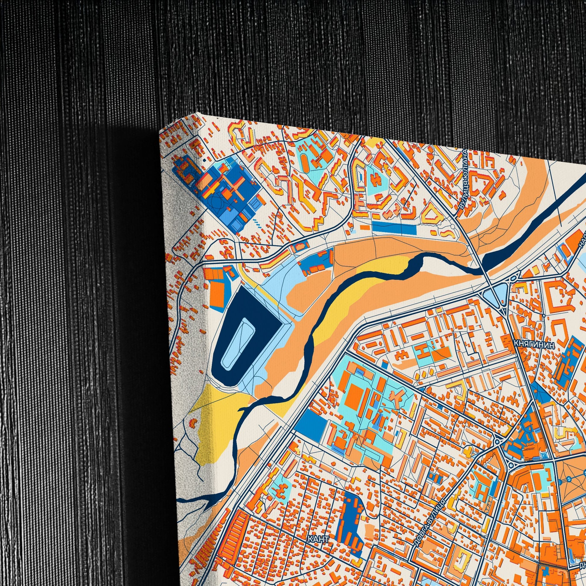Івано-Франківськ Ukraine Colorful City Map Canvas Print Detail
