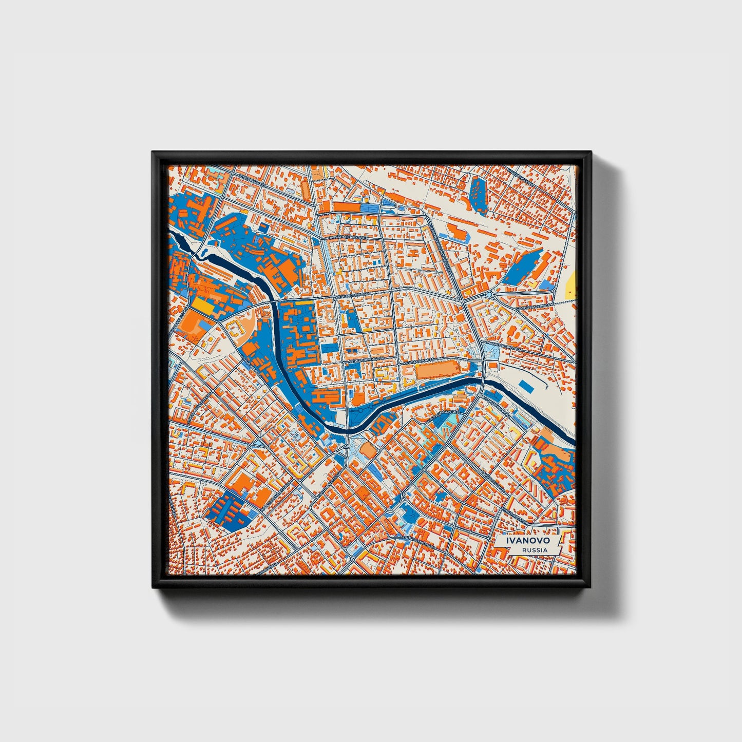 Иваново Russia Colorful City Map Canvas Print • Black Framed