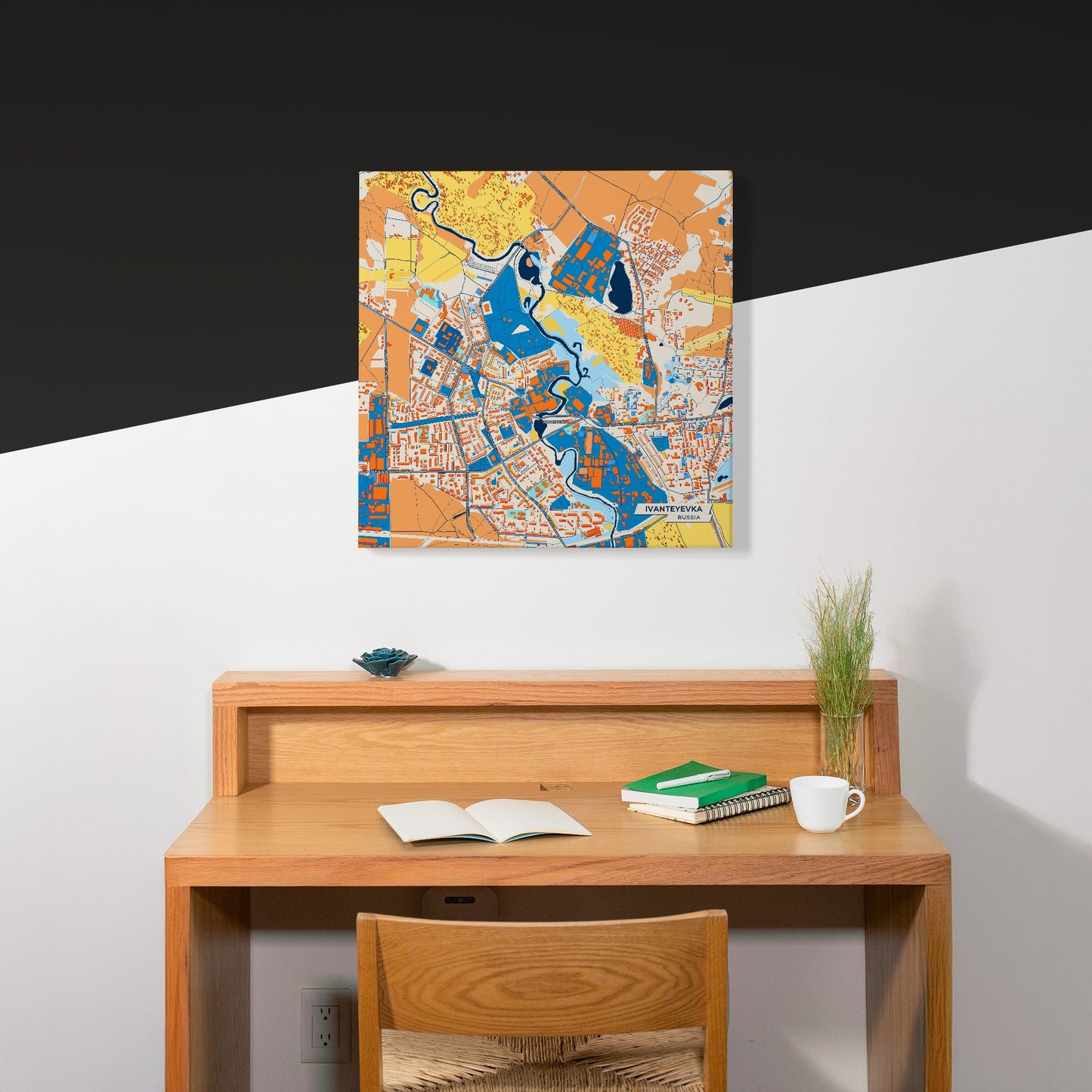 Ивантеевка Russia Colorful City Map Canvas Print Scene