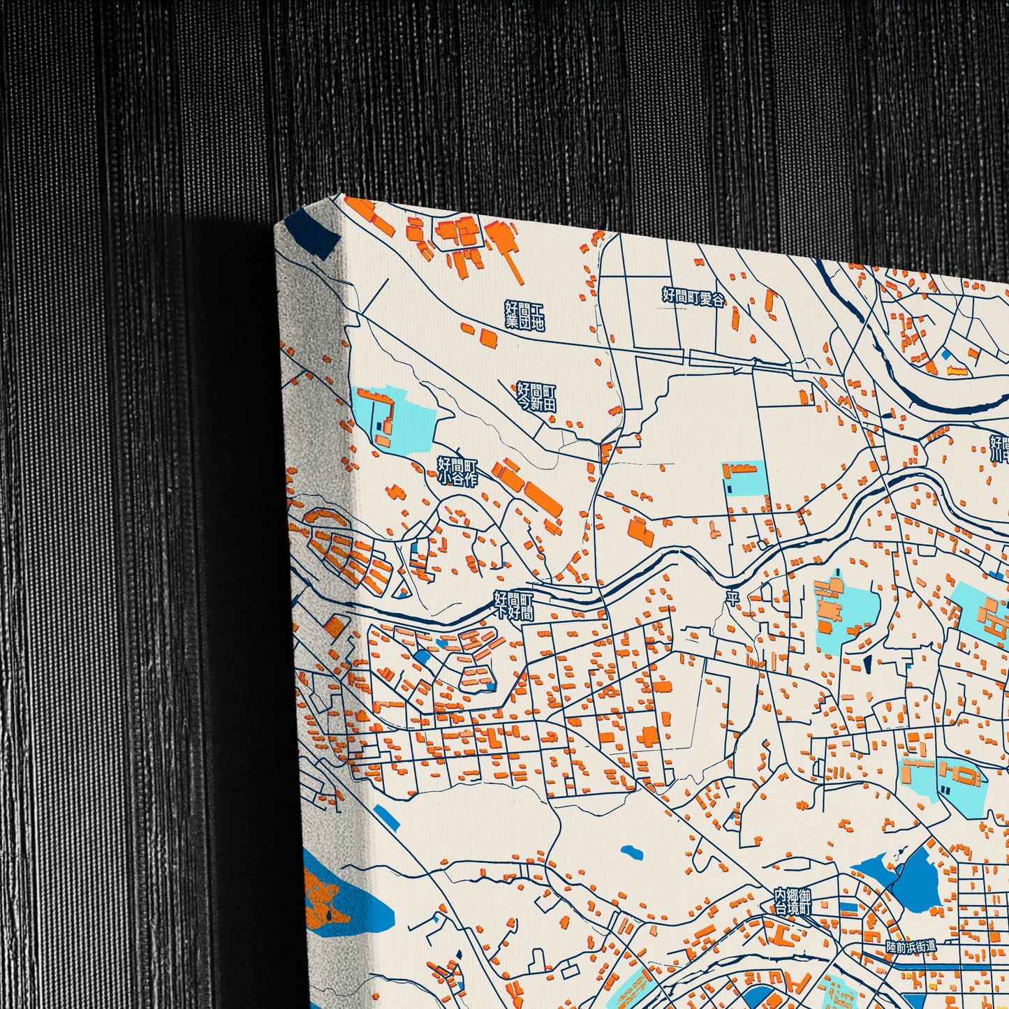 Iwaki Japan Colorful City Map Canvas Print Detail