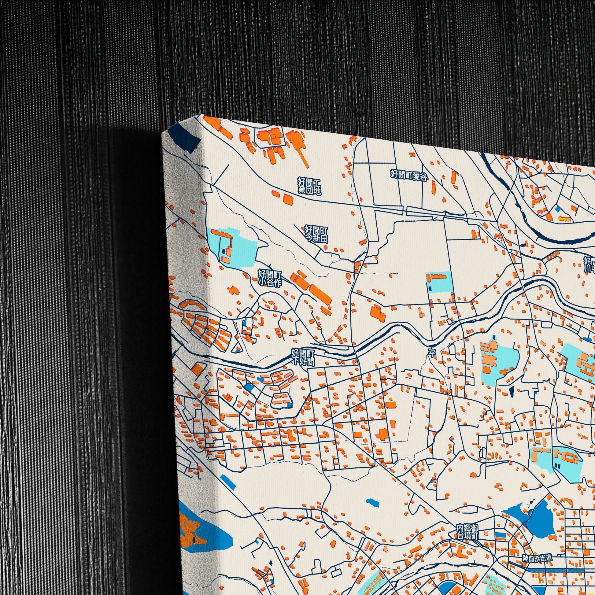 Iwaki Japan Colorful City Map Canvas Print Detail