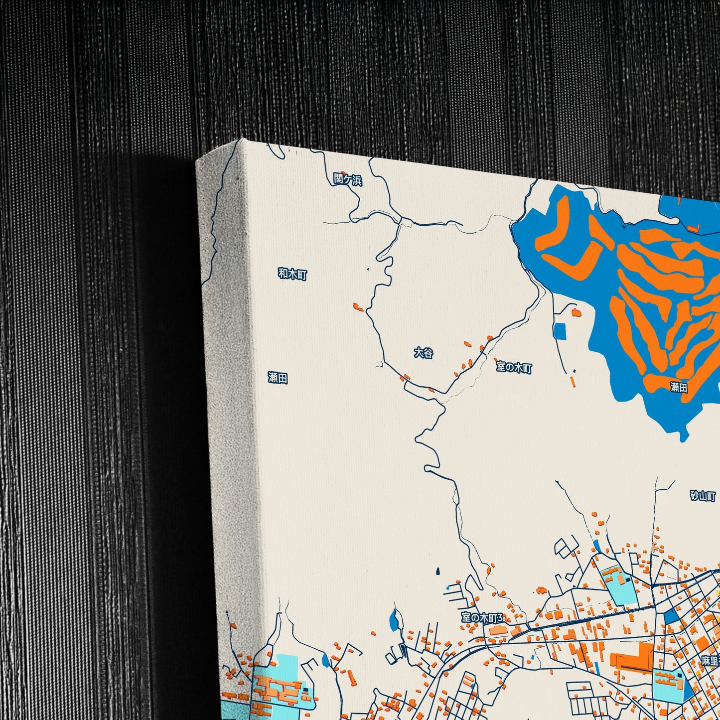 Iwakuni Japan Colorful City Map Canvas Print Detail