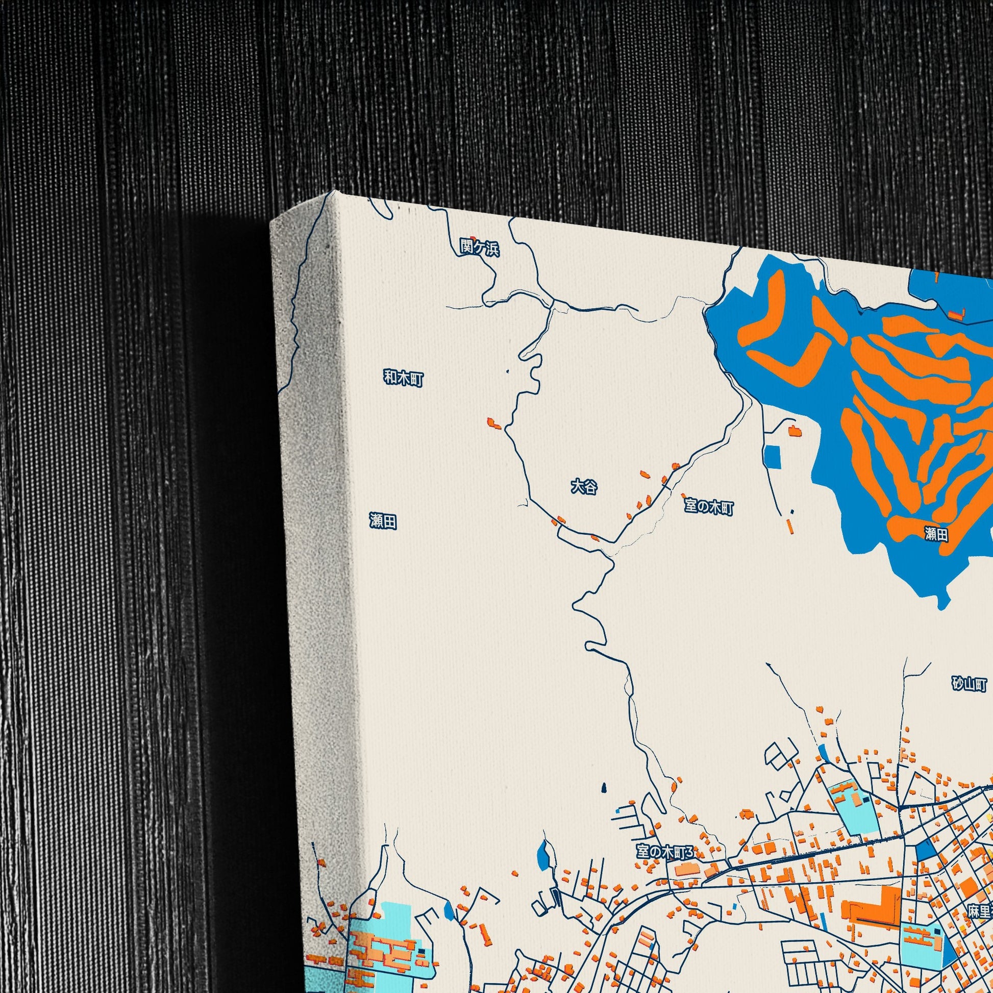 Iwakuni Japan Colorful City Map Canvas Print Detail