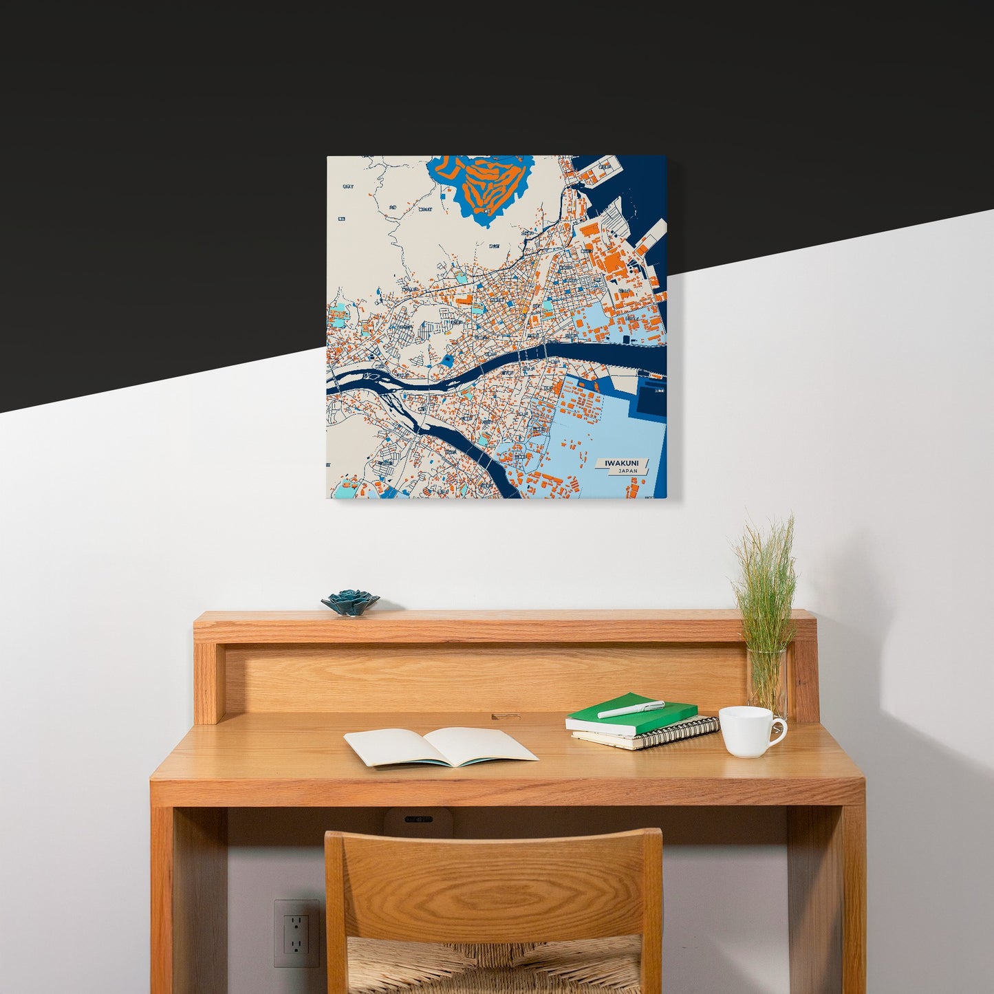 Iwakuni Japan Colorful City Map Canvas Print Scene