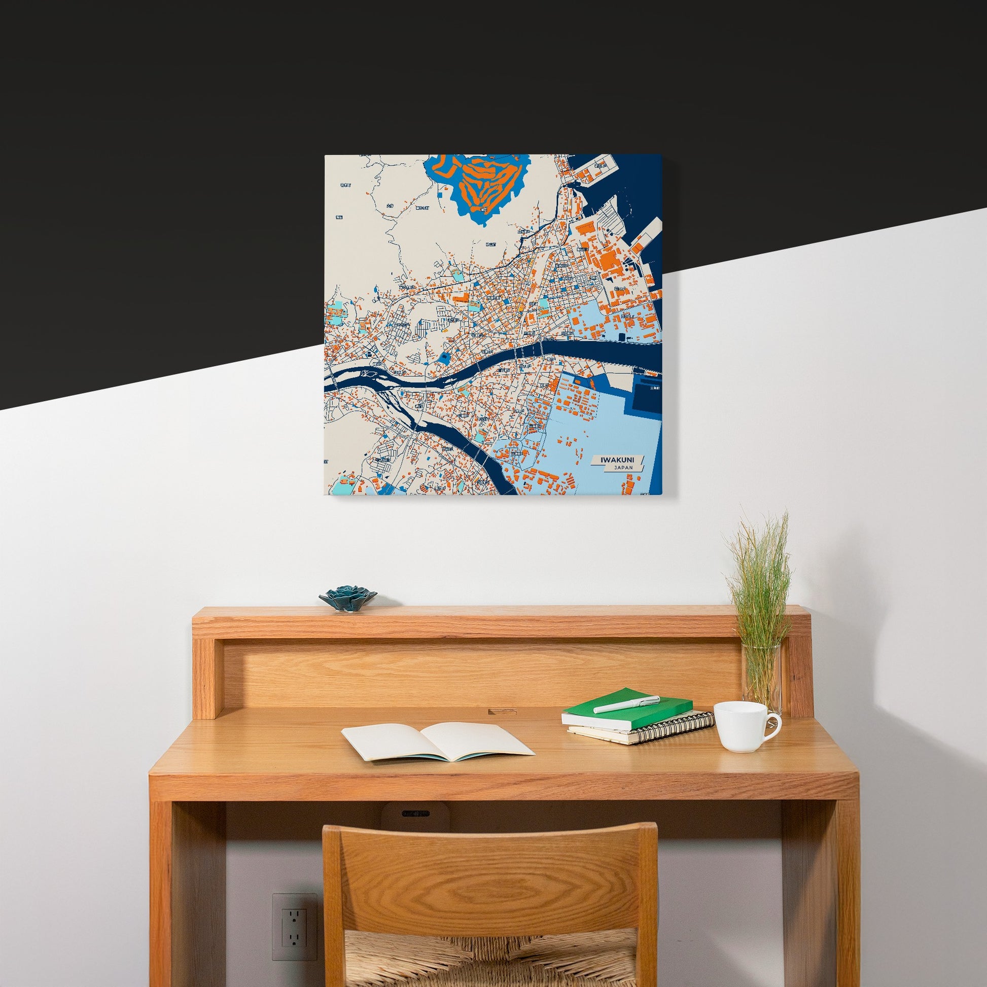 Iwakuni Japan Colorful City Map Canvas Print Scene