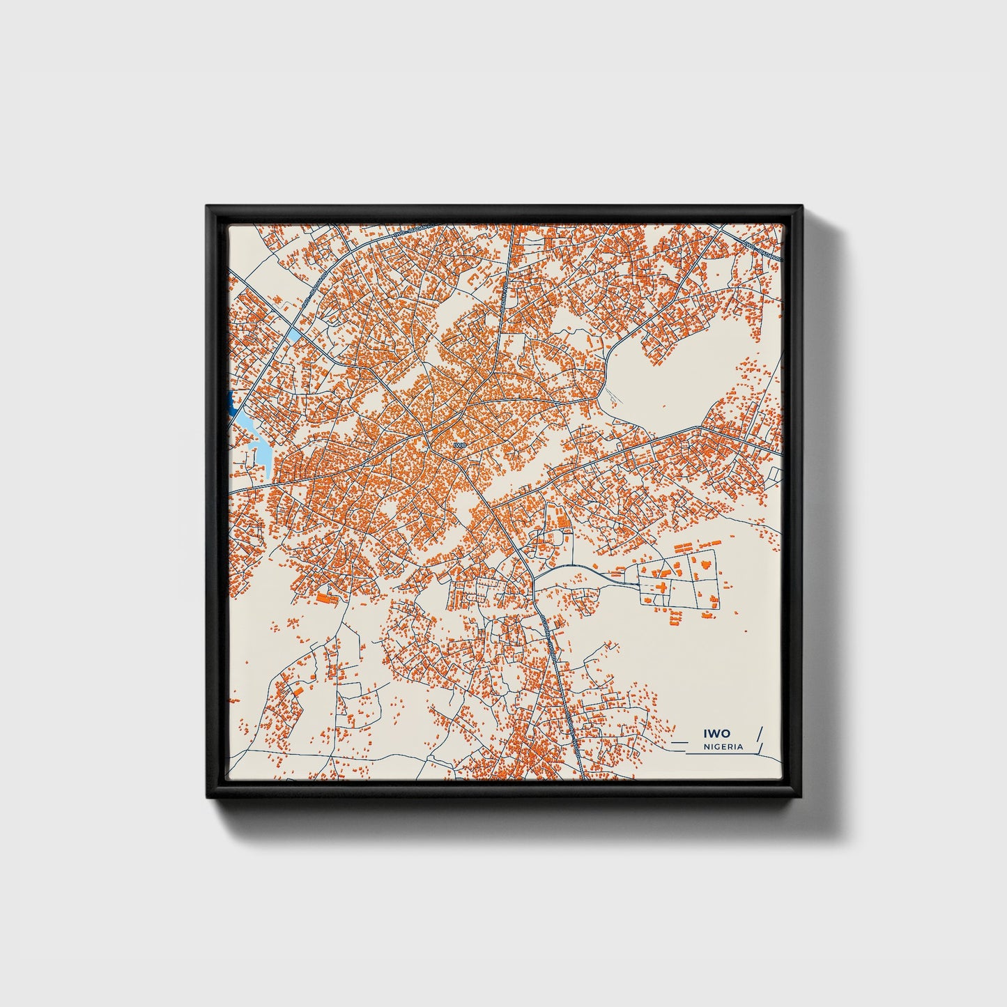 Iwo Nigeria Colorful City Map Canvas Print • Black Framed