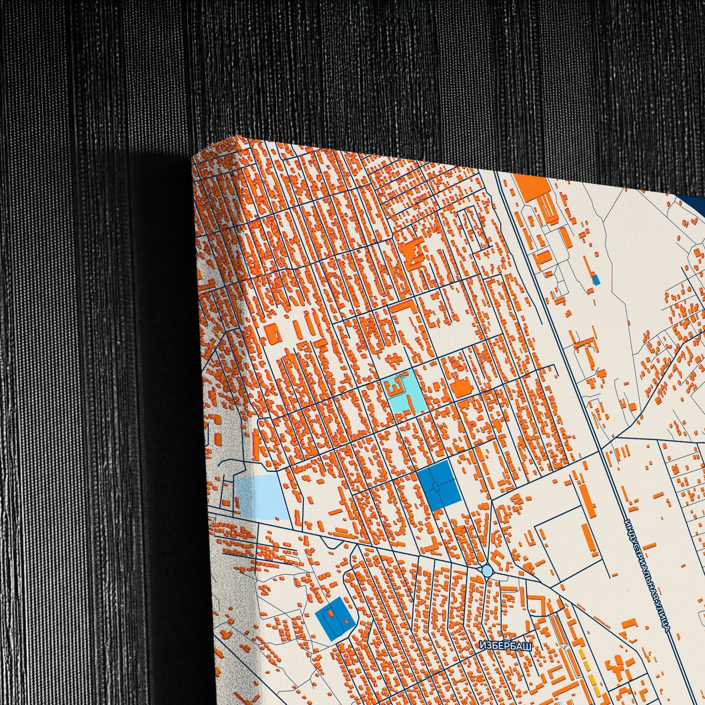 Избербаш Russia Colorful City Map Canvas Print Detail