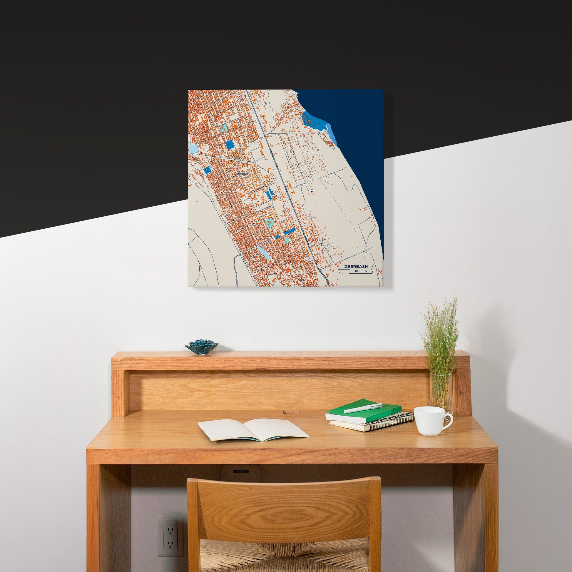 Избербаш Russia Colorful City Map Canvas Print Scene